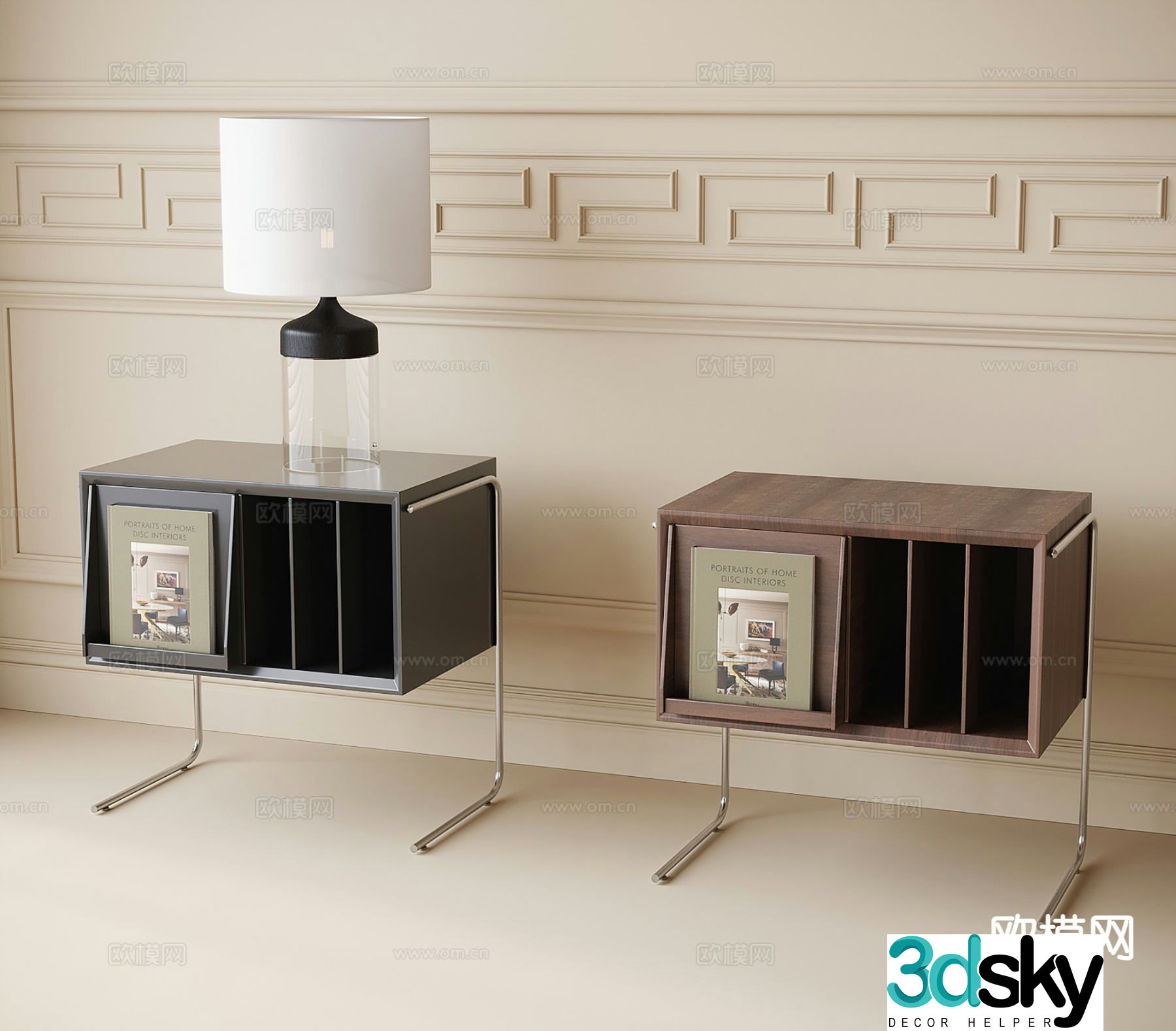 Medieval style bedside table 3d model