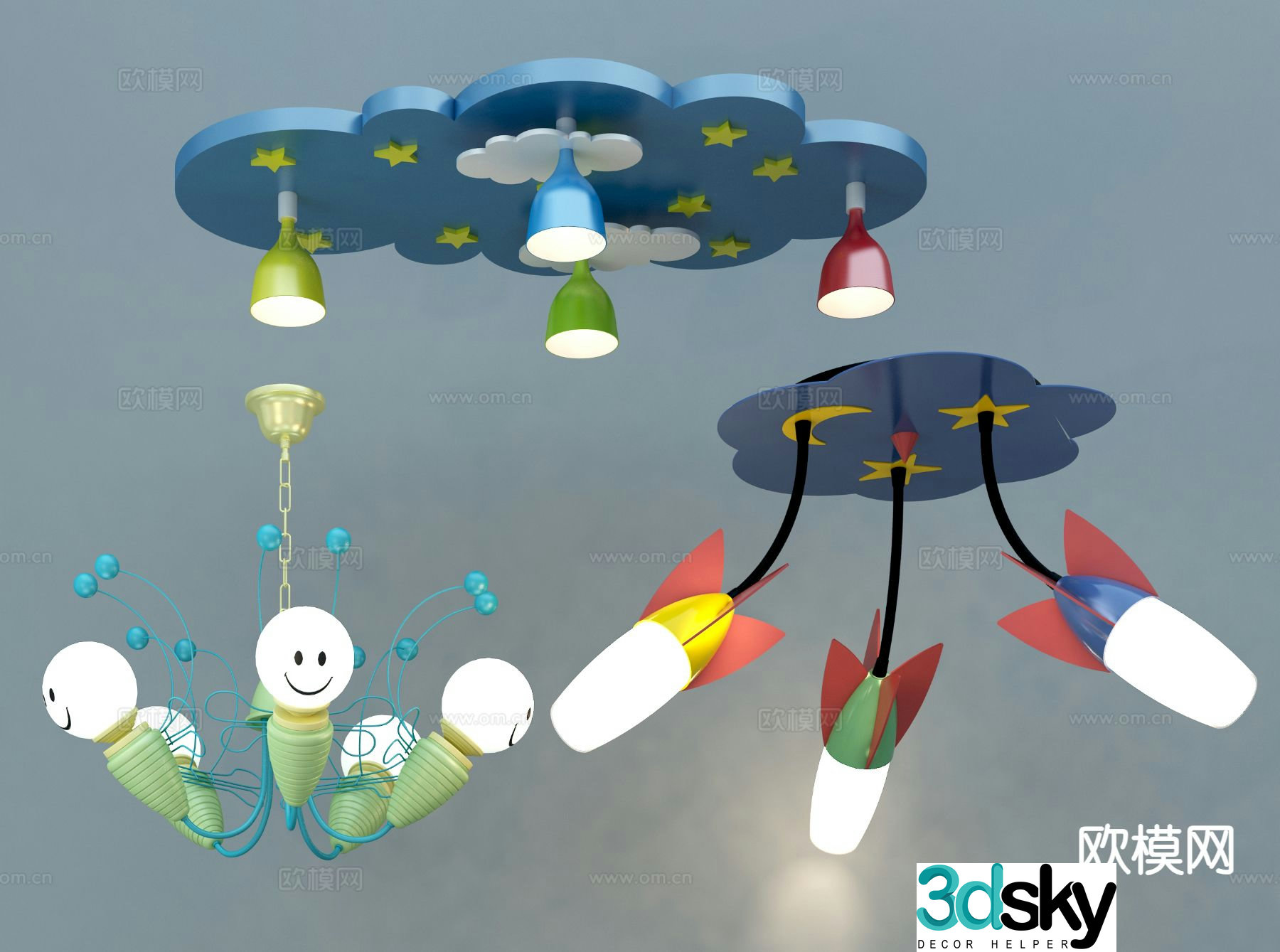 Modern children’s chandelier cartoon chandelier 3d model