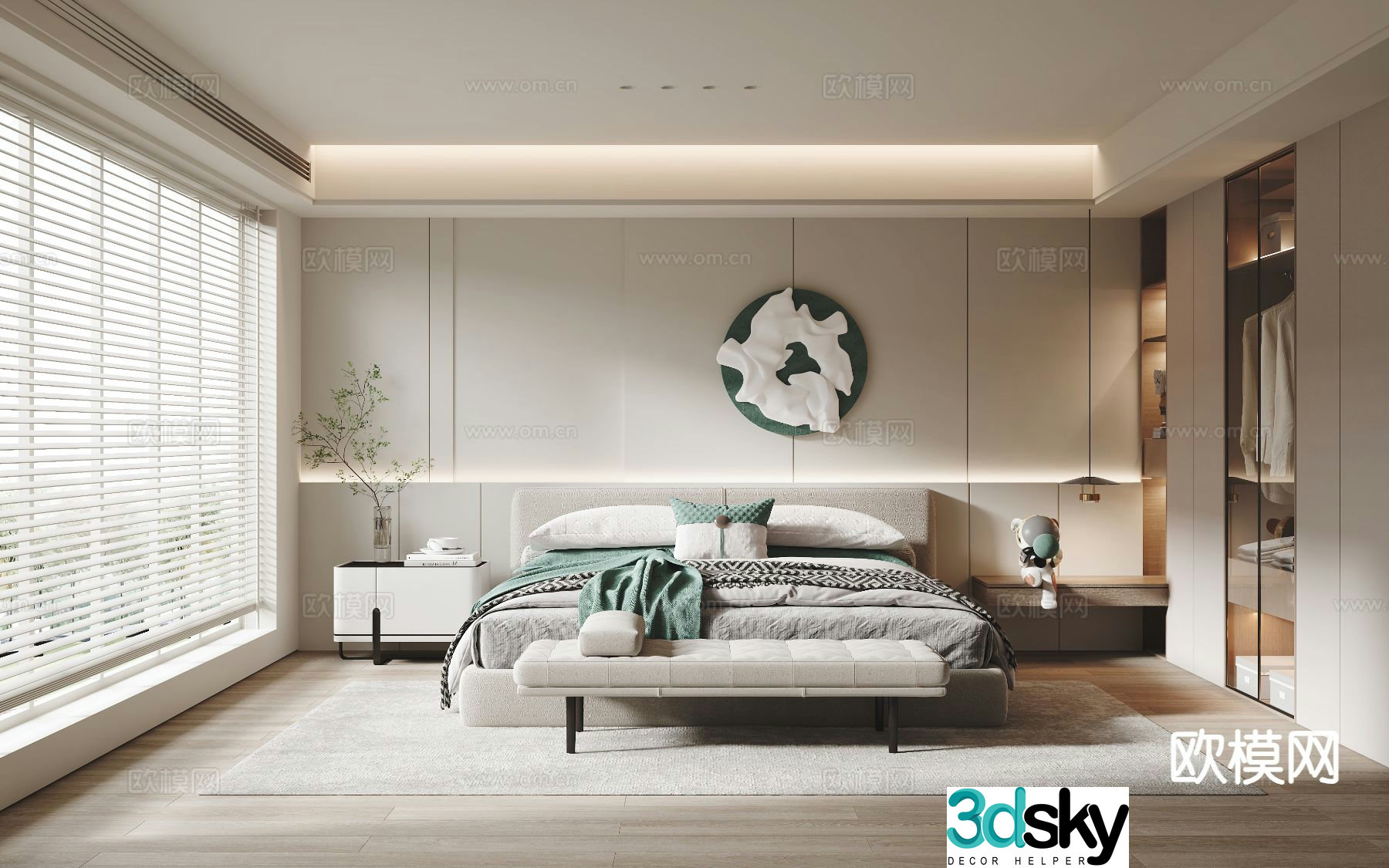 Cream style bedroom master bedroom 3d model