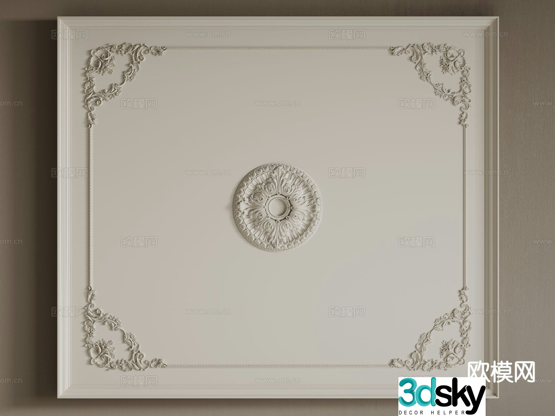 French ceiling carved ceiling 3d model