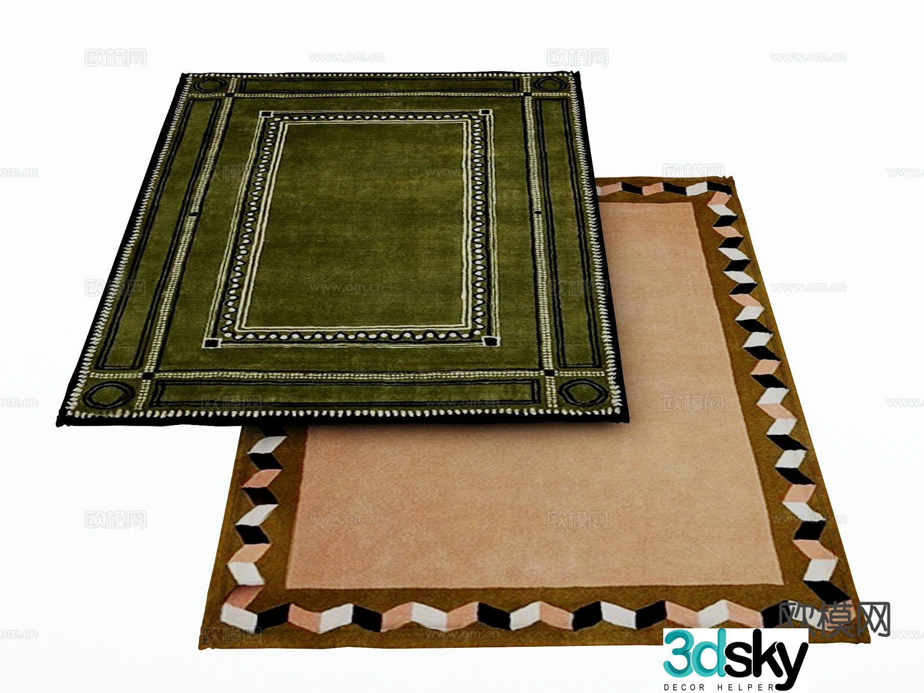 Modern carpet square rug 3d model