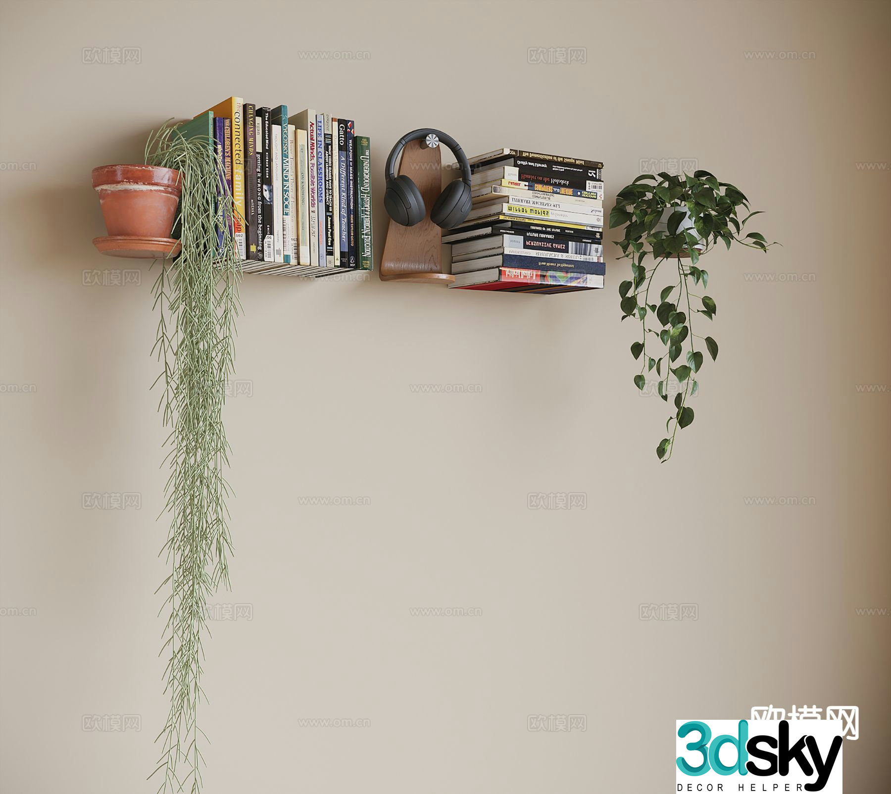 Modern jewelry books potted plants 3D model