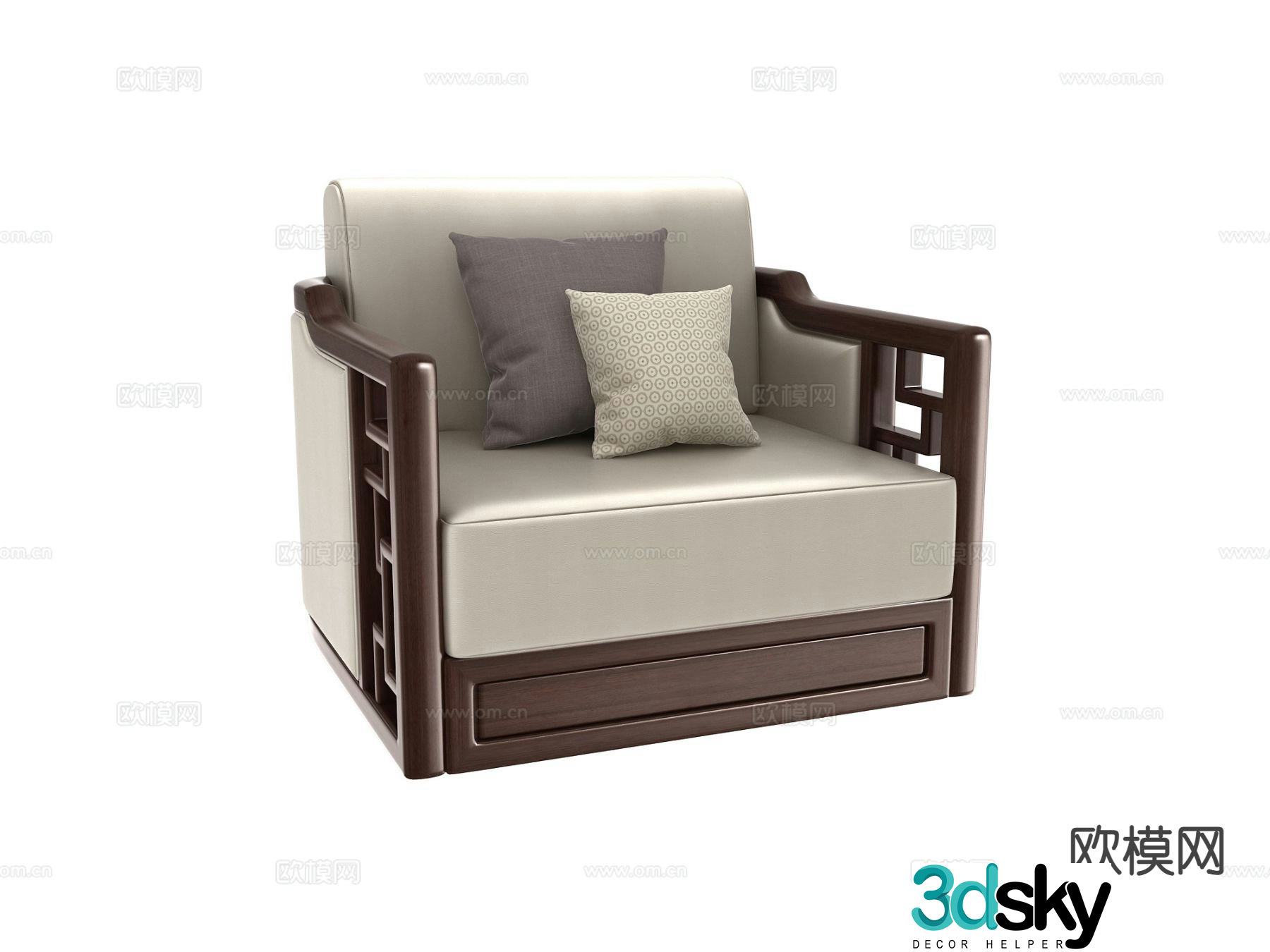 New Chinese style single sofa 3d model