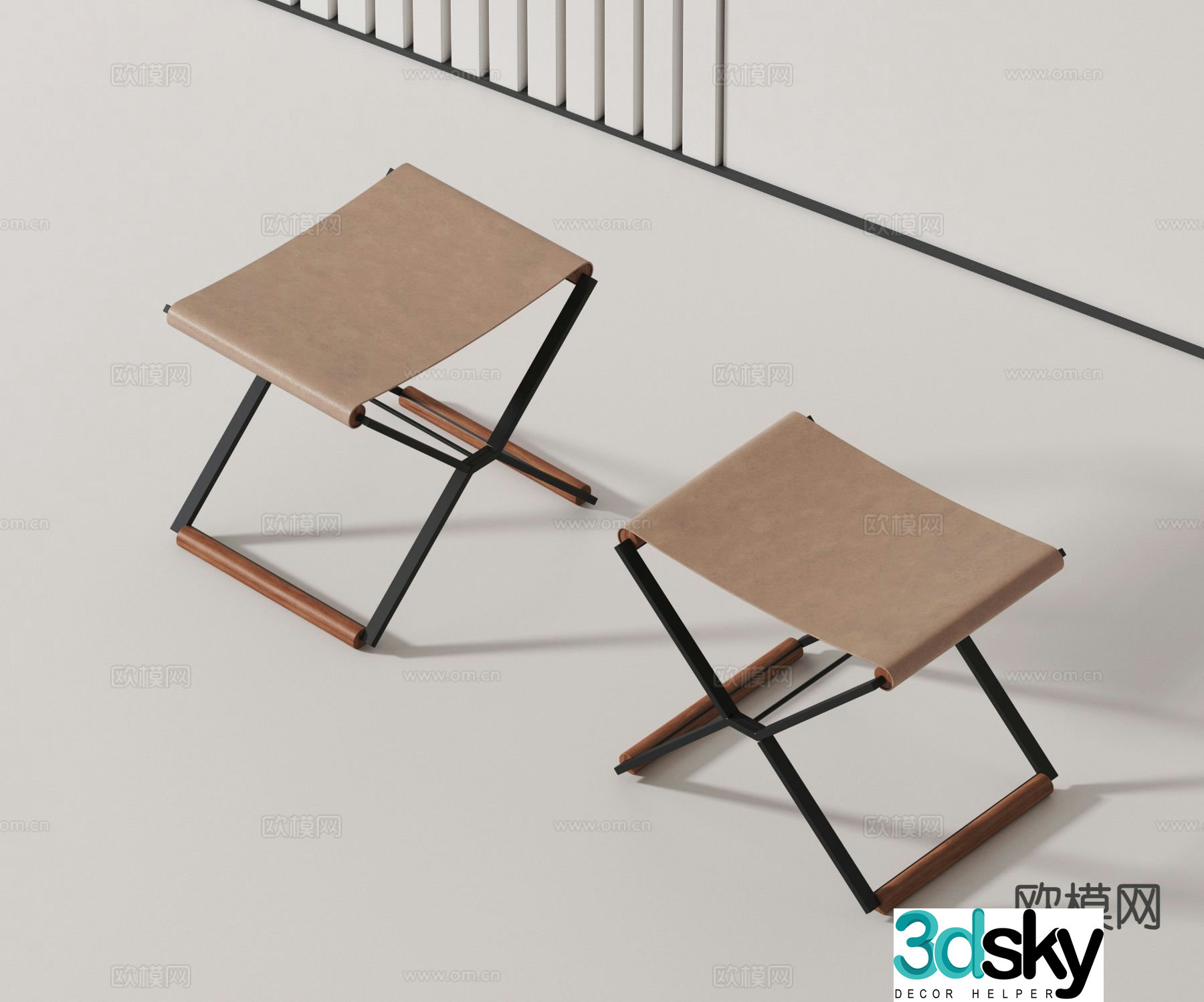Modern stool low stool sitting stool 3d model