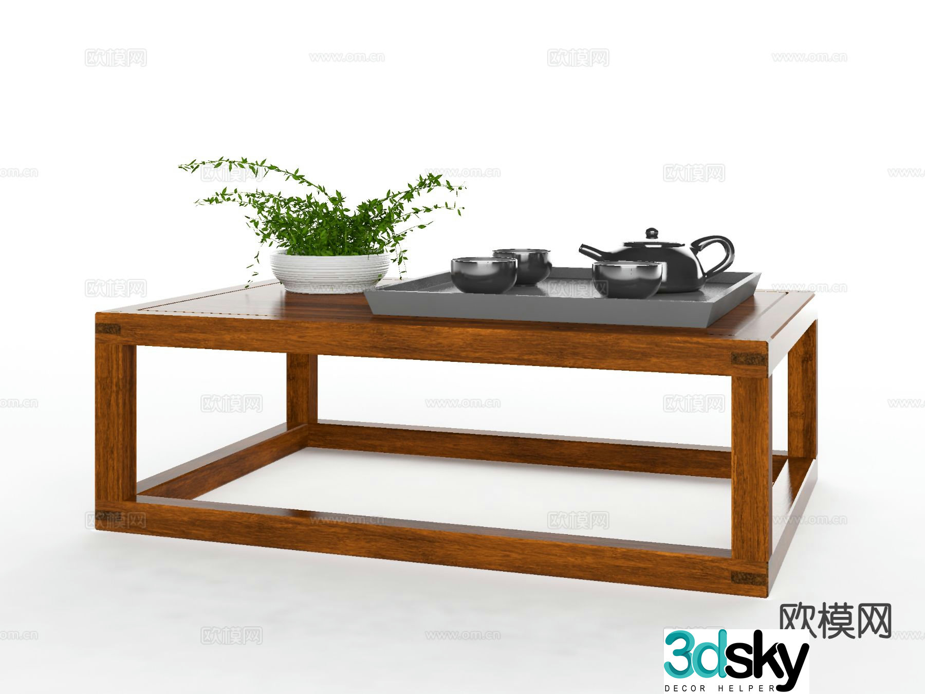 New Chinese style coffee table mahogany coffee table 3d model