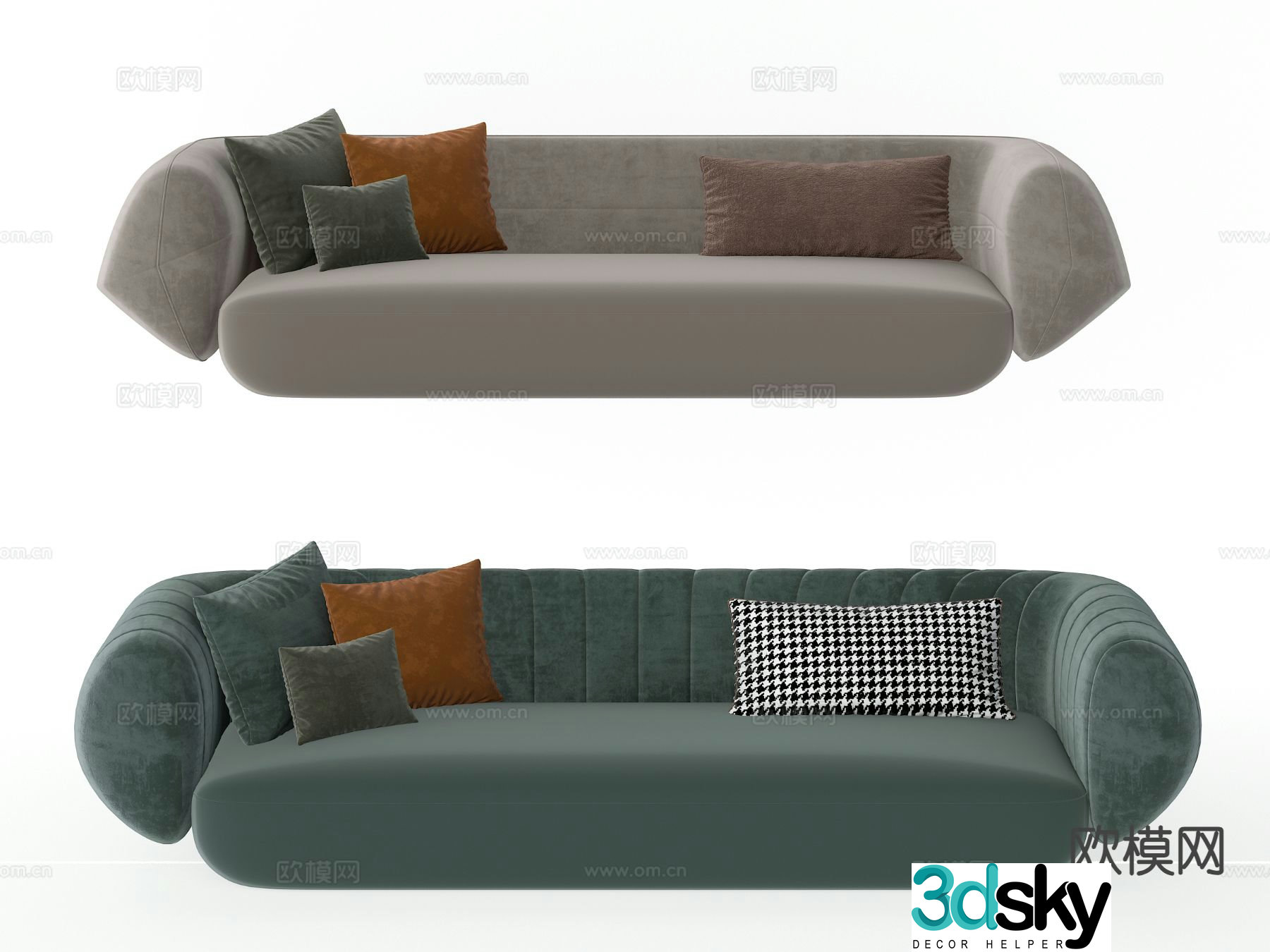Postmodern fabric sofa multi-person sofa 3D model