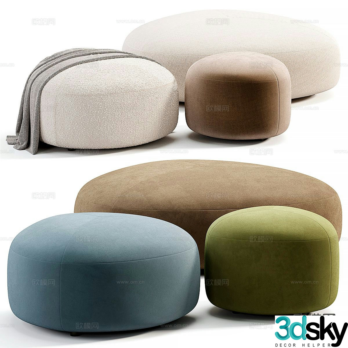 Modern stool sofa stool 3d model