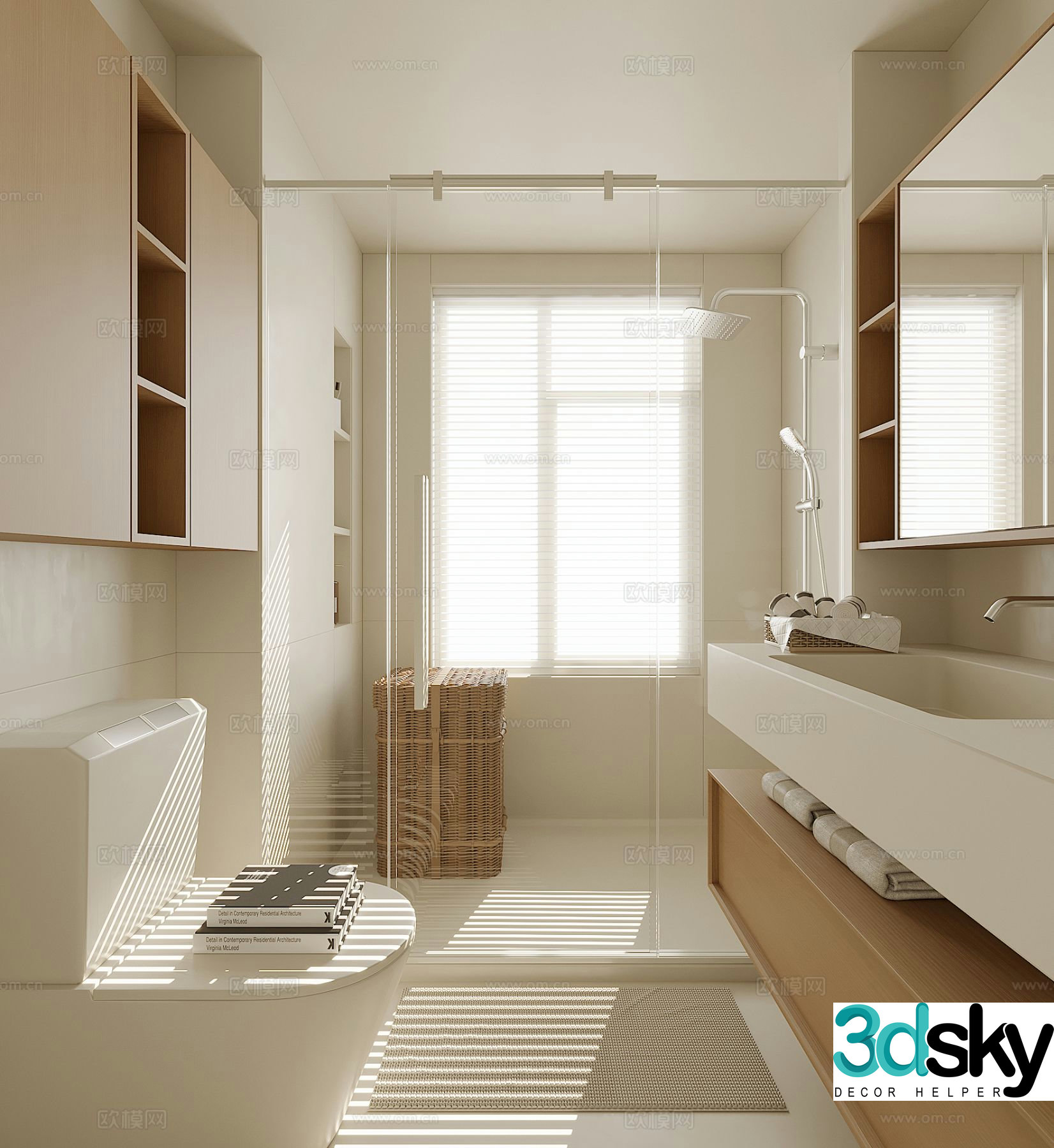 Cream style bathroom bathroom toilet 3d model