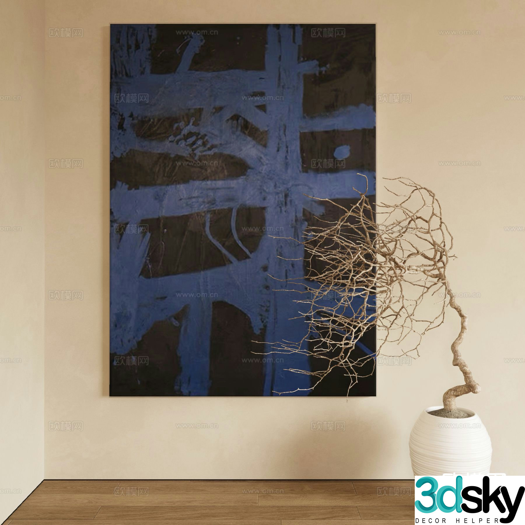 Modern decorative painting abstract painting 3d model