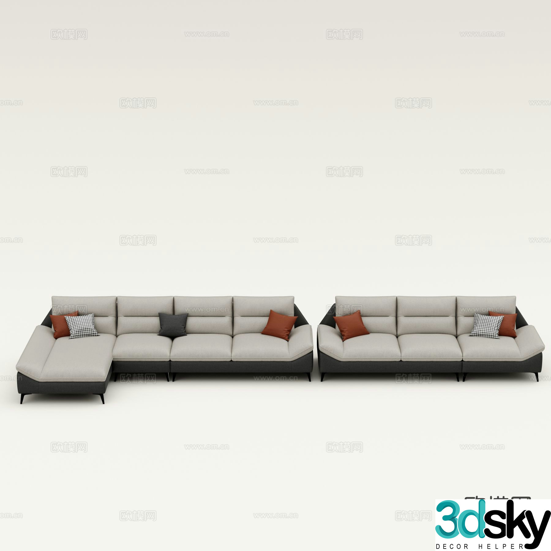 Modern multi-seat sofa corner sofa three-seat sofa 3d model