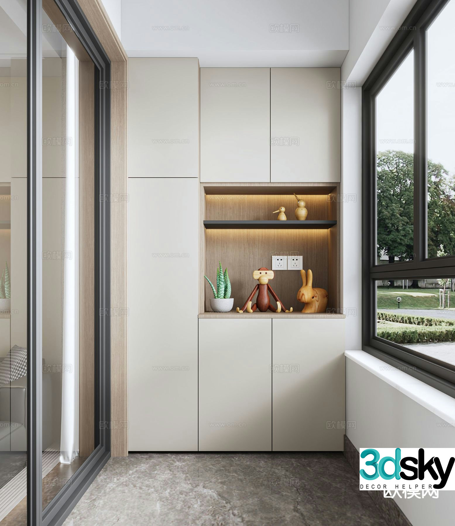 Modern shoe cabinet balcony cabinet 3d model