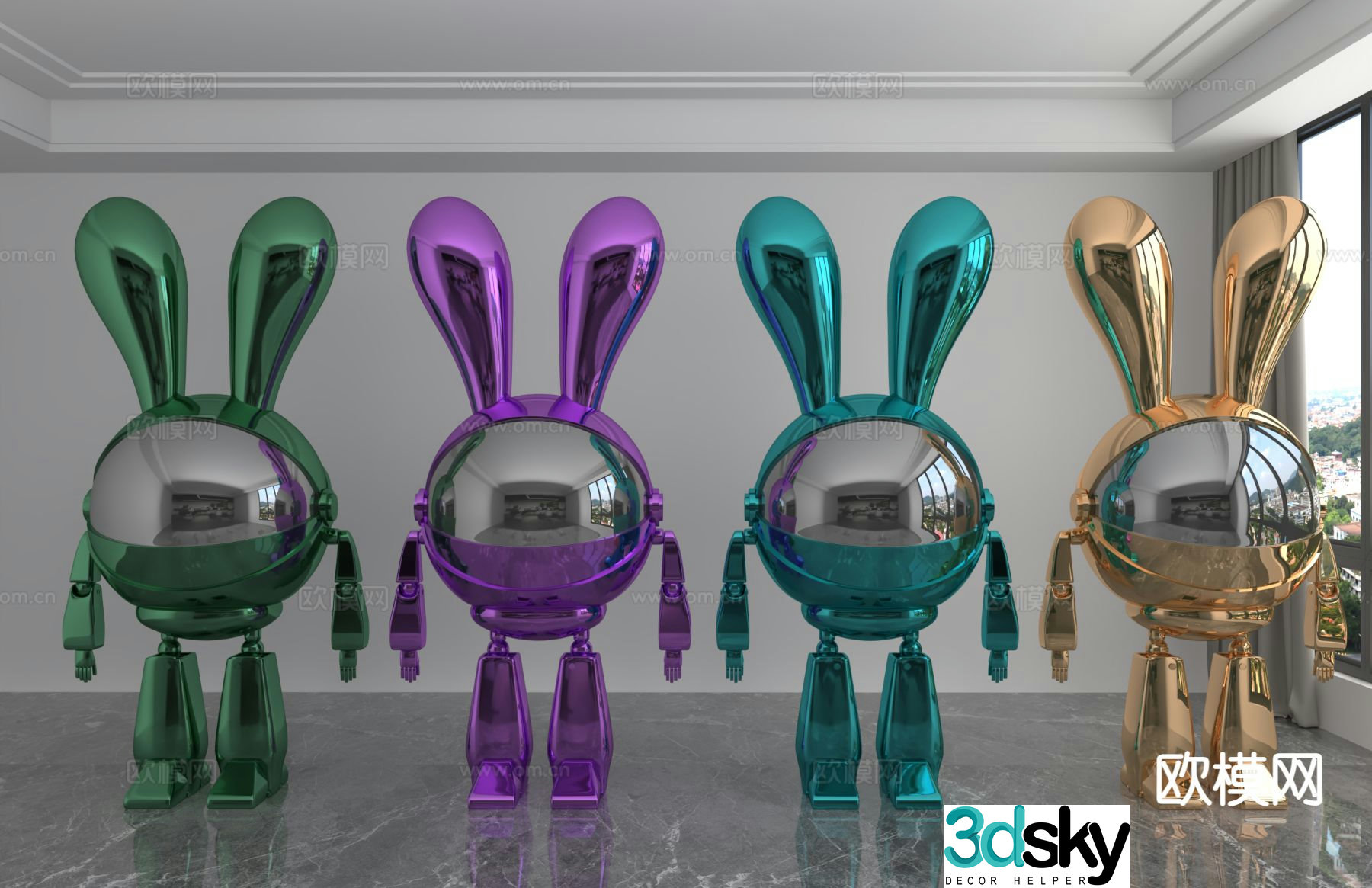 Modern color laser astronaut trendy ornament 3D model