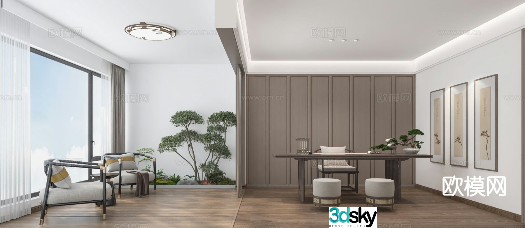 New Chinese style study 3D model