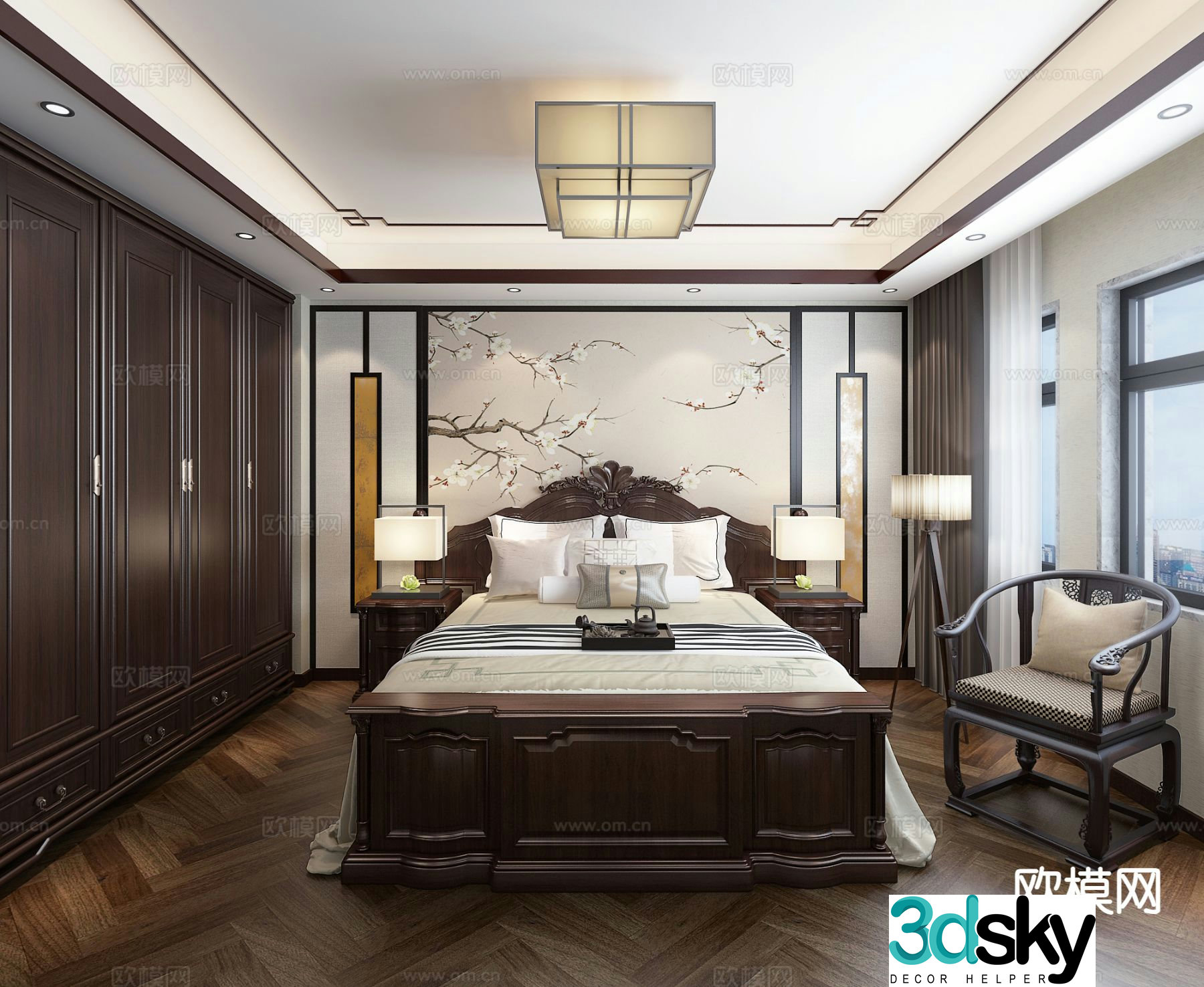 New Chinese style bedroom master bedroom 3d model