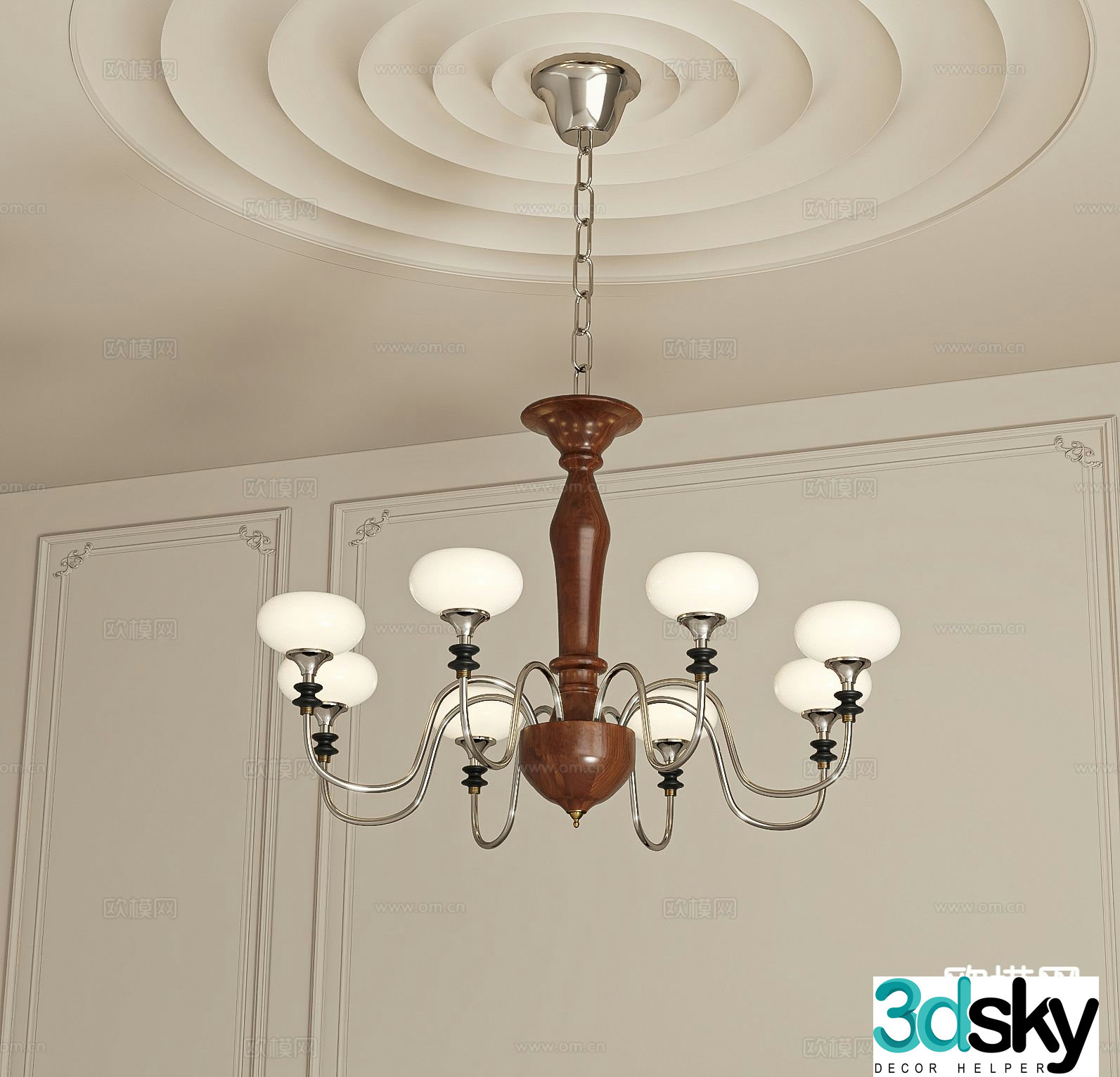 Medieval style chandelier multi-head chandelier 3D model