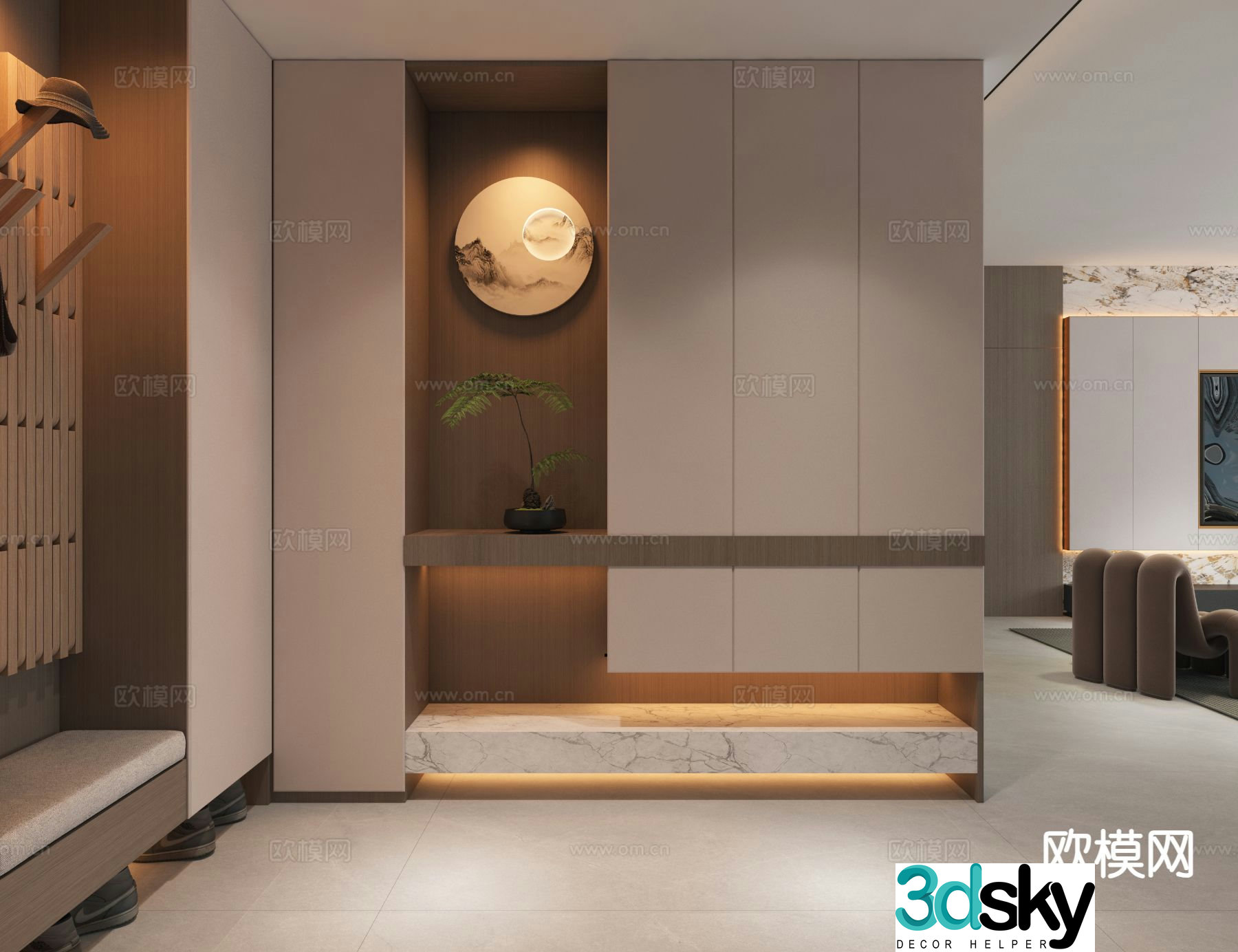 Italian style shoe cabinet Entrance shoe cabinet 3D model