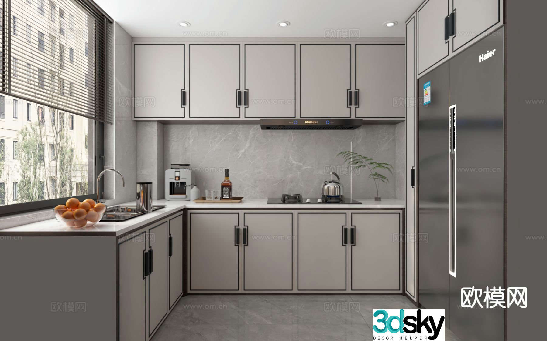 New Chinese style kitchen 3d model