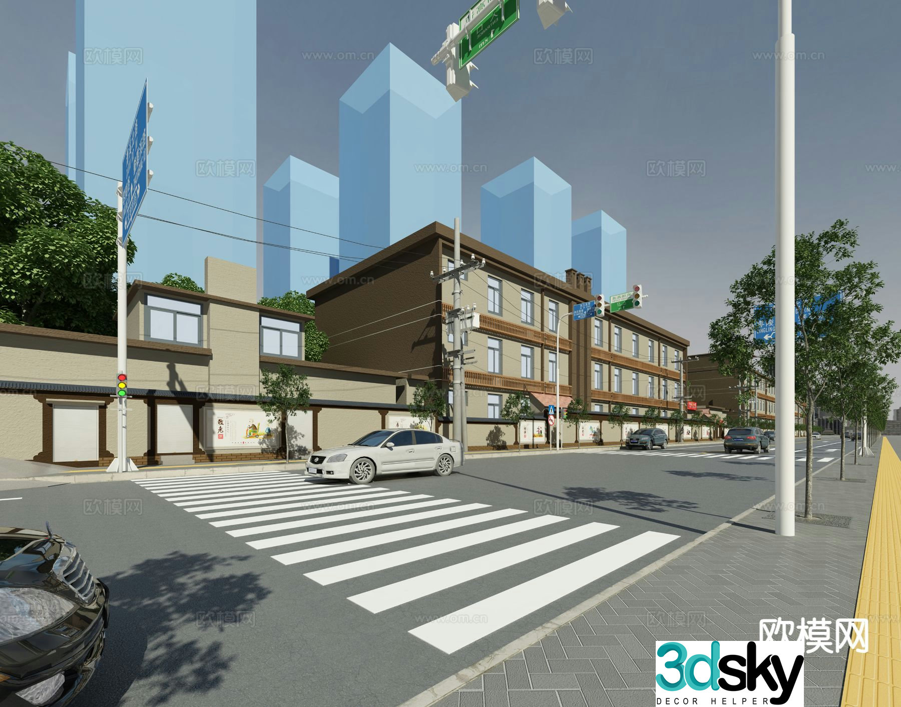 Pavement Highway Landscape Lighting Renovation Project 3D Model