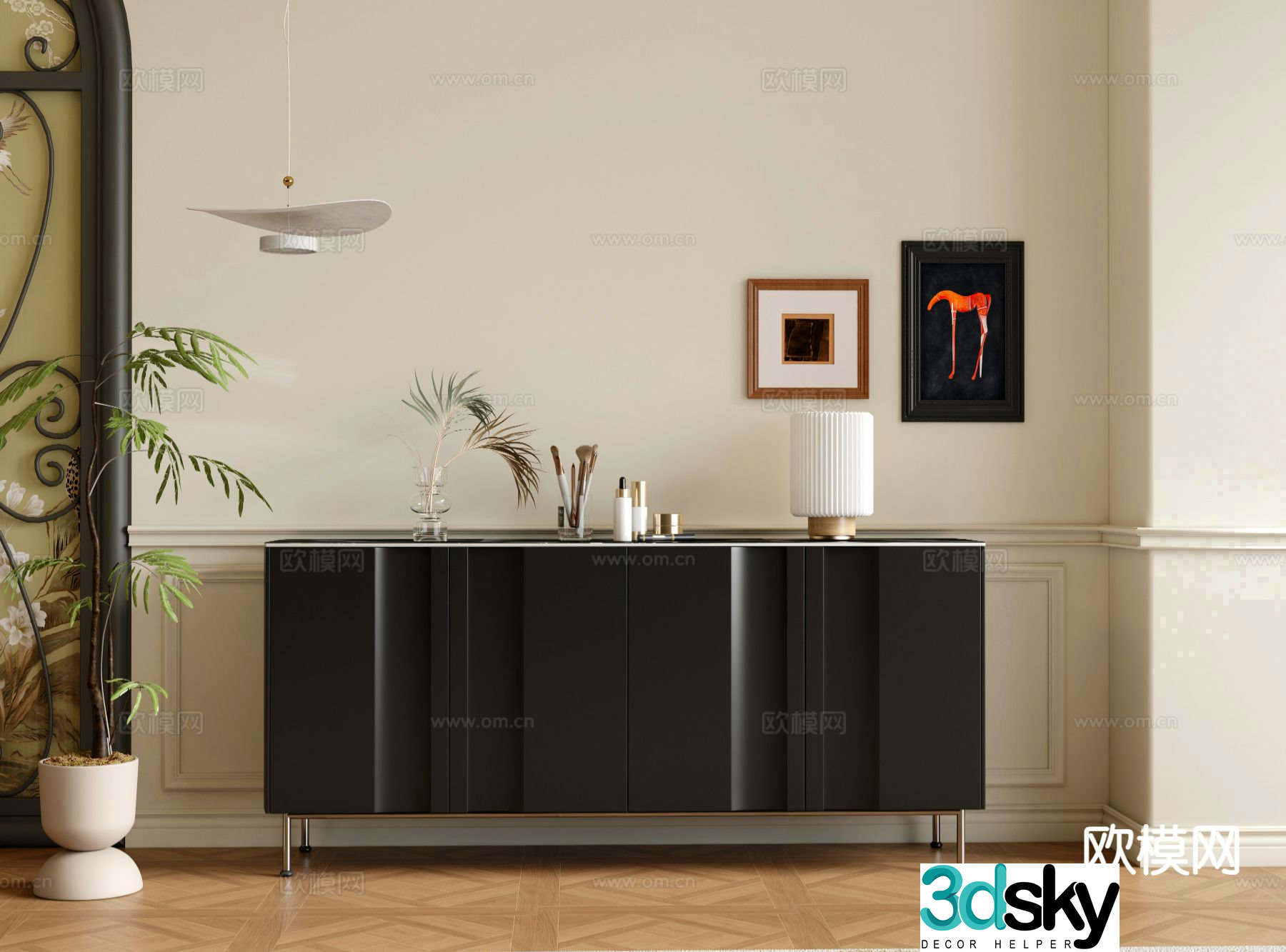French retro cabinet entrance cabinet side cabinet 3D model