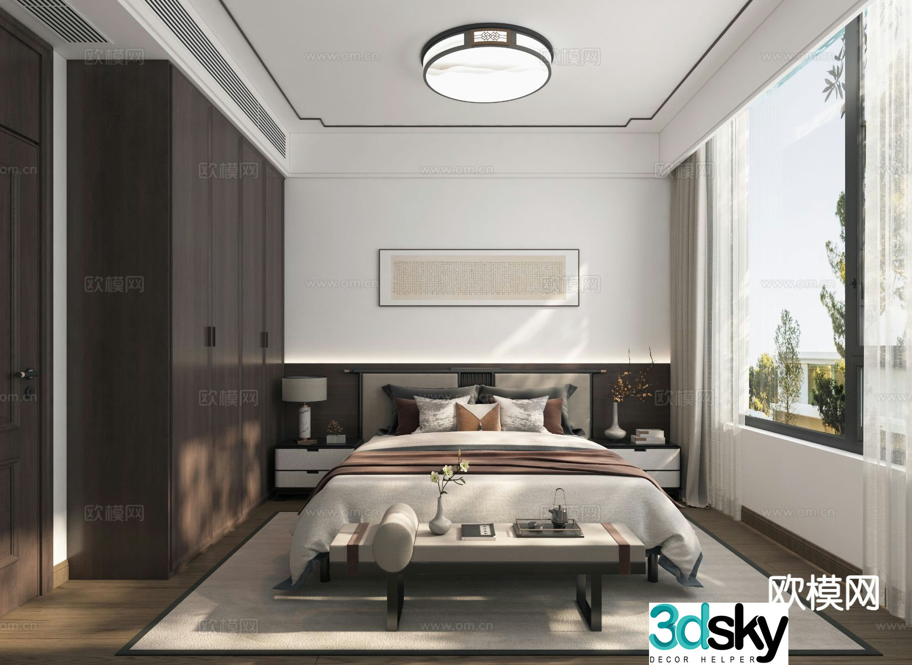 New Chinese style bedroom master bedroom 3d model