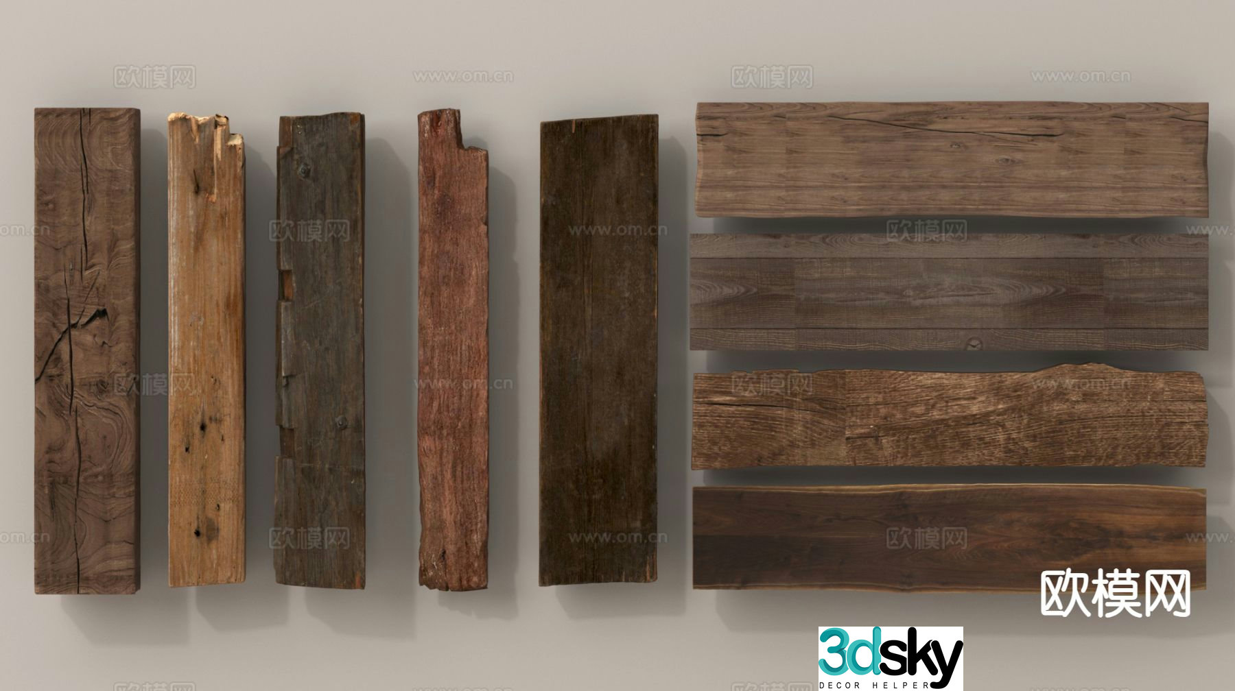 old wood wood wooden strip hanging decoration 3d model