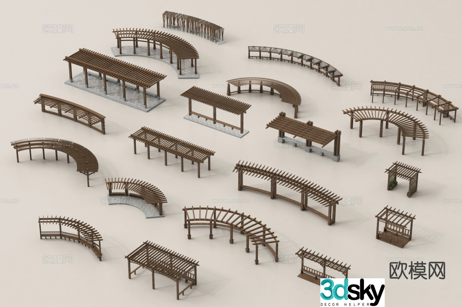 Flower rack curved gallery rack vine rack grape rack gallery rack 3D model