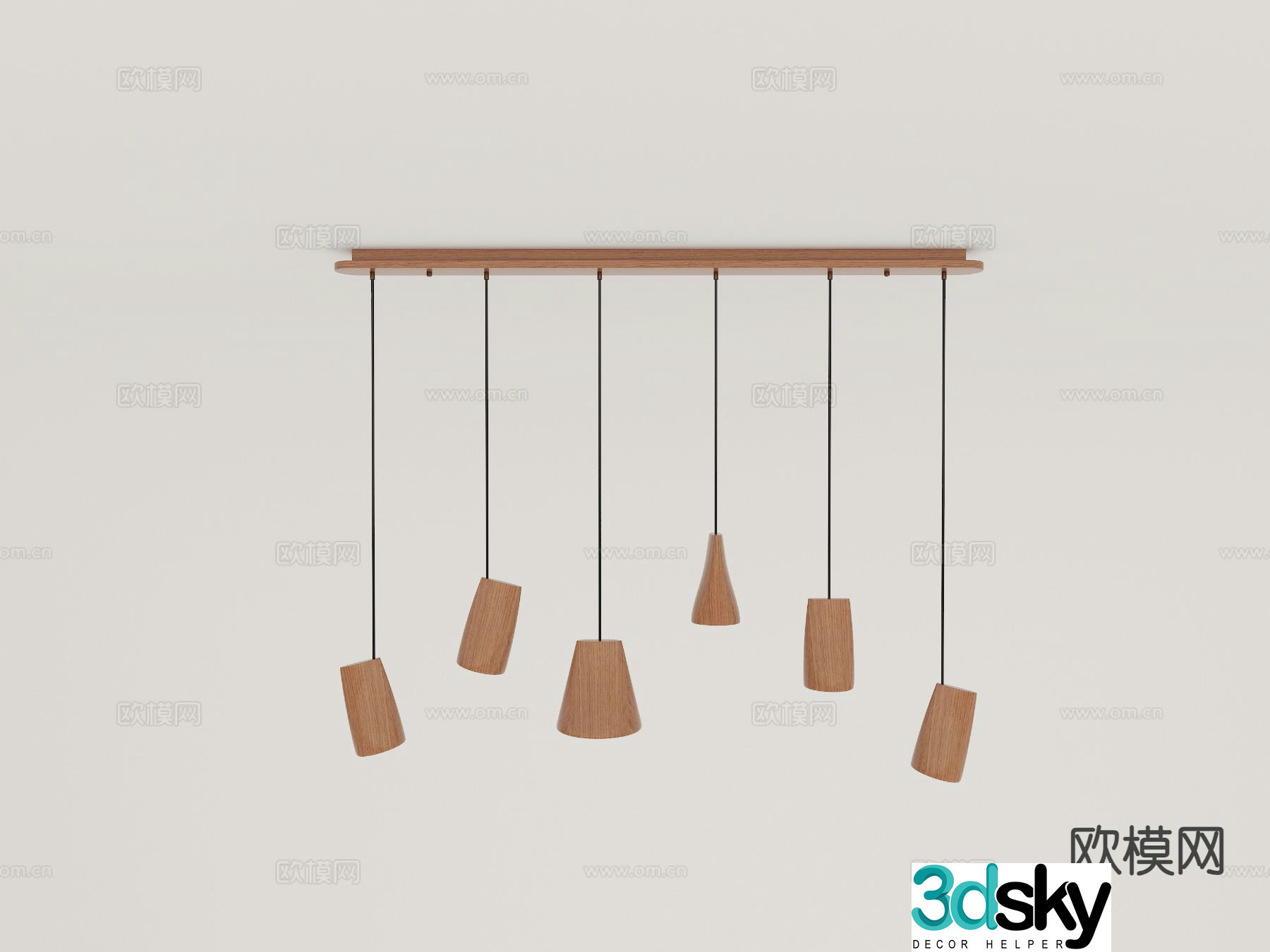 Log style multi-head chandelier 3d model