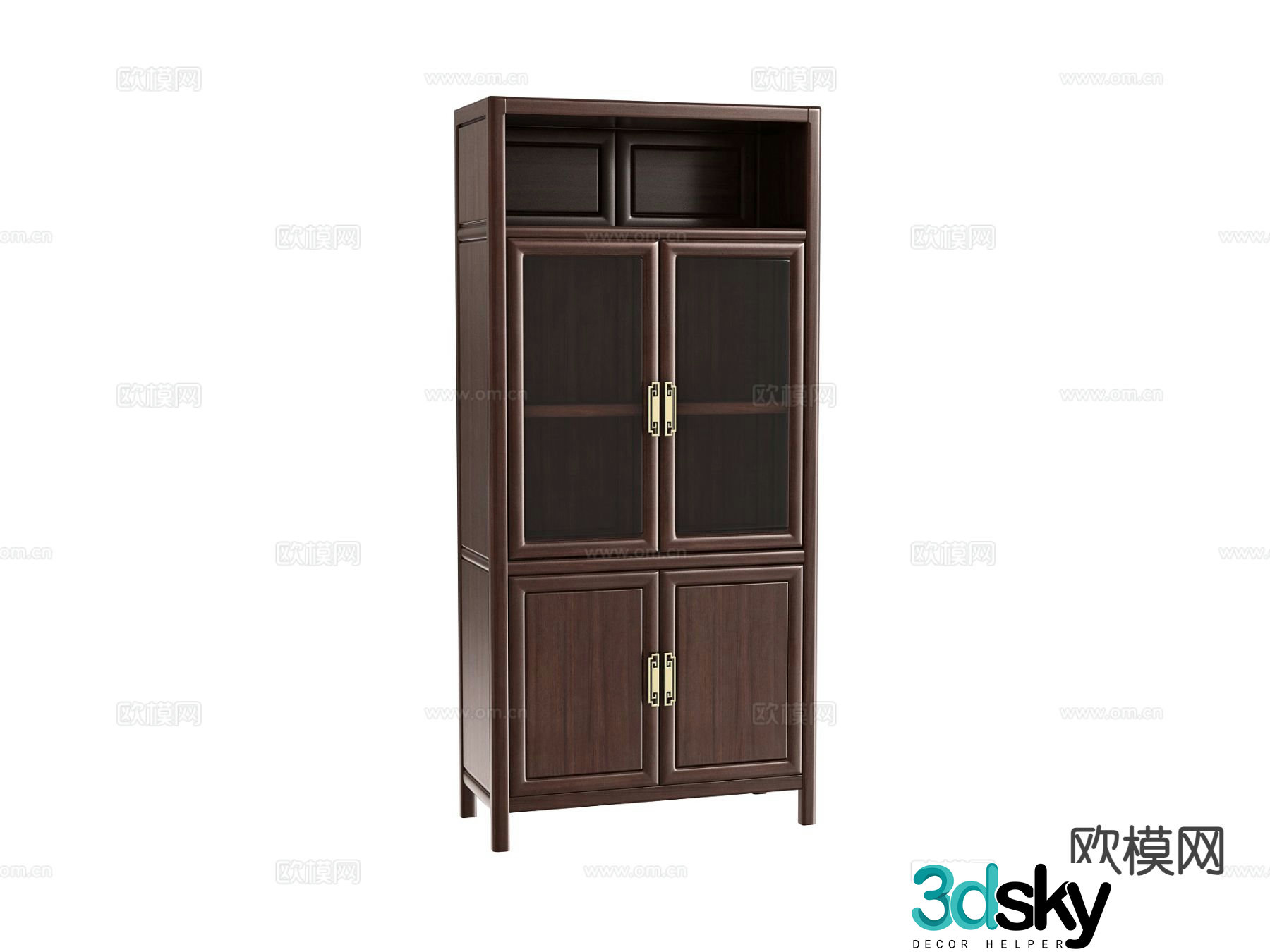 New Chinese style bookcase hall cabinet high cabinet 3D model
