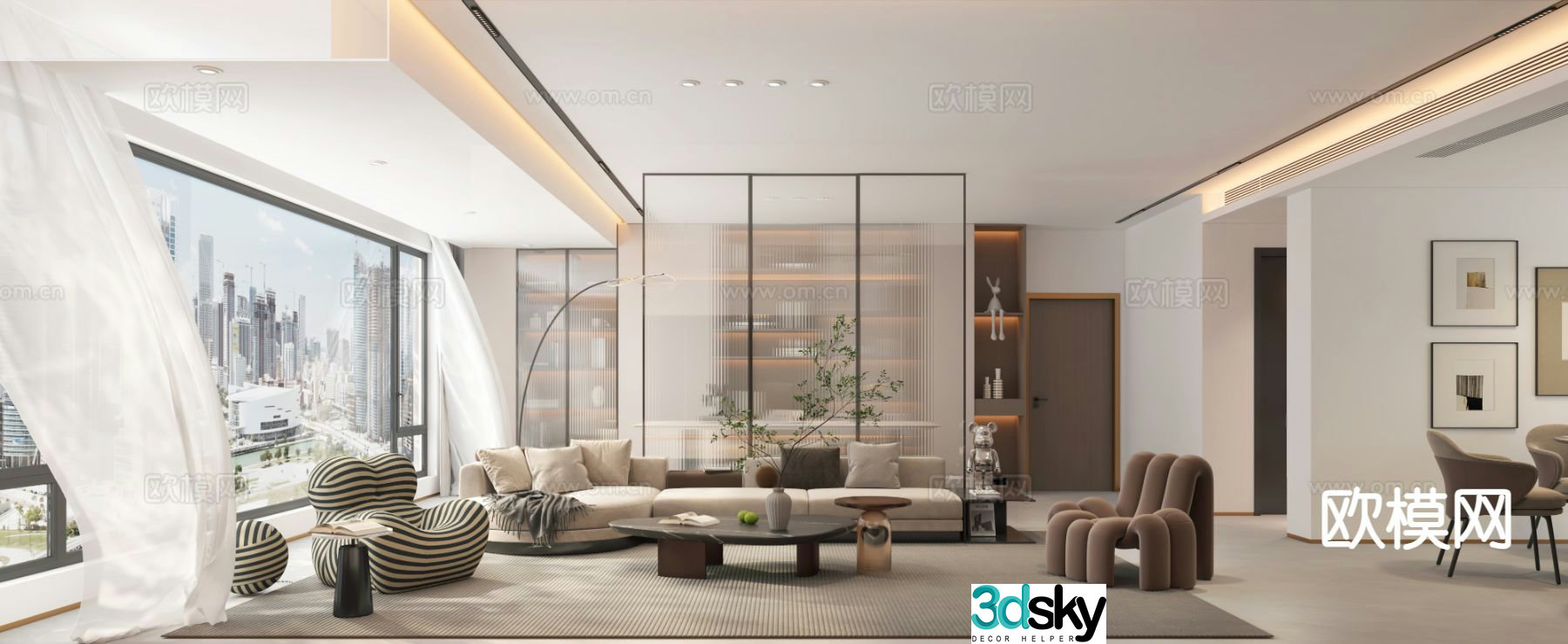 Italian light luxury restaurant 3D model
