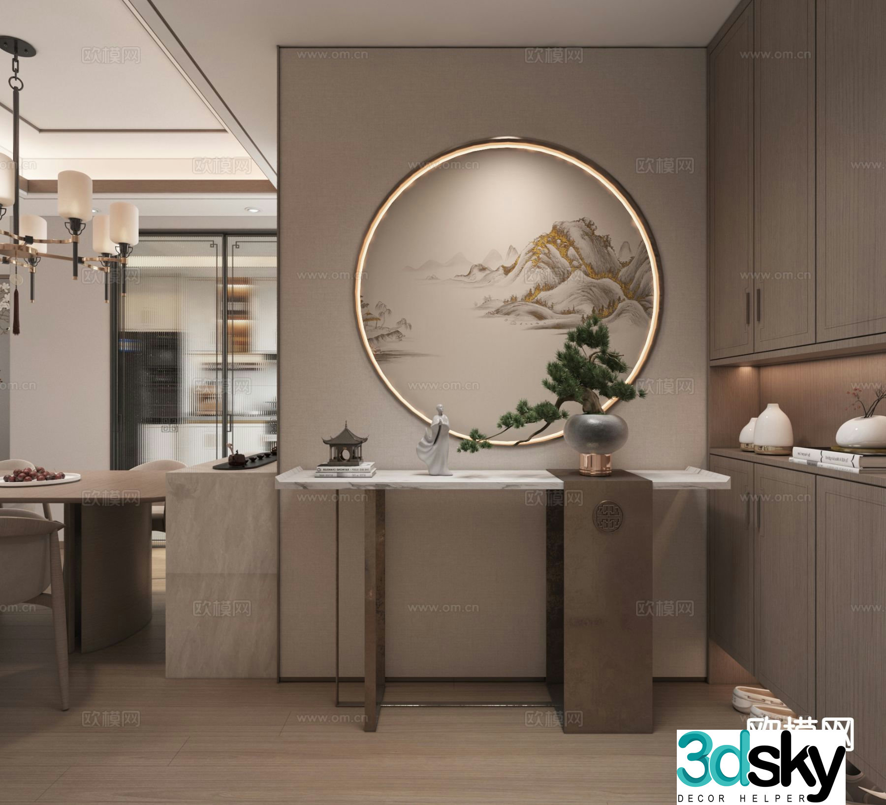 New Chinese style entrance hall 3D model