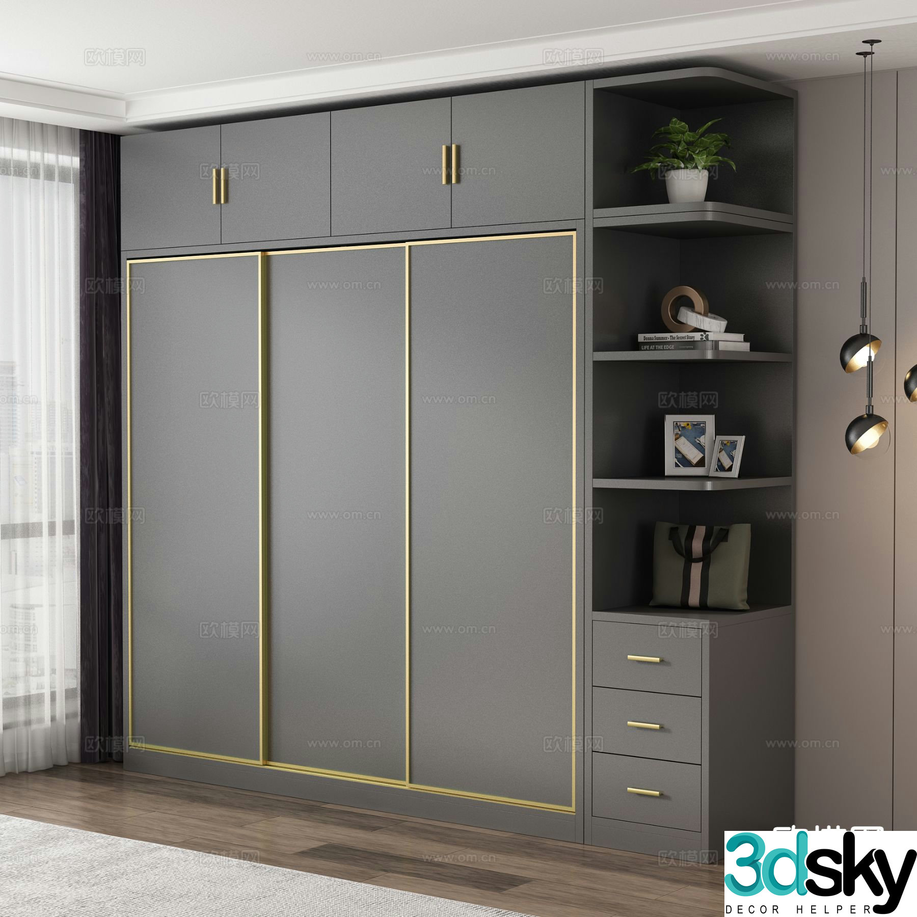 Light luxury wardrobe Wardrobe 3D model