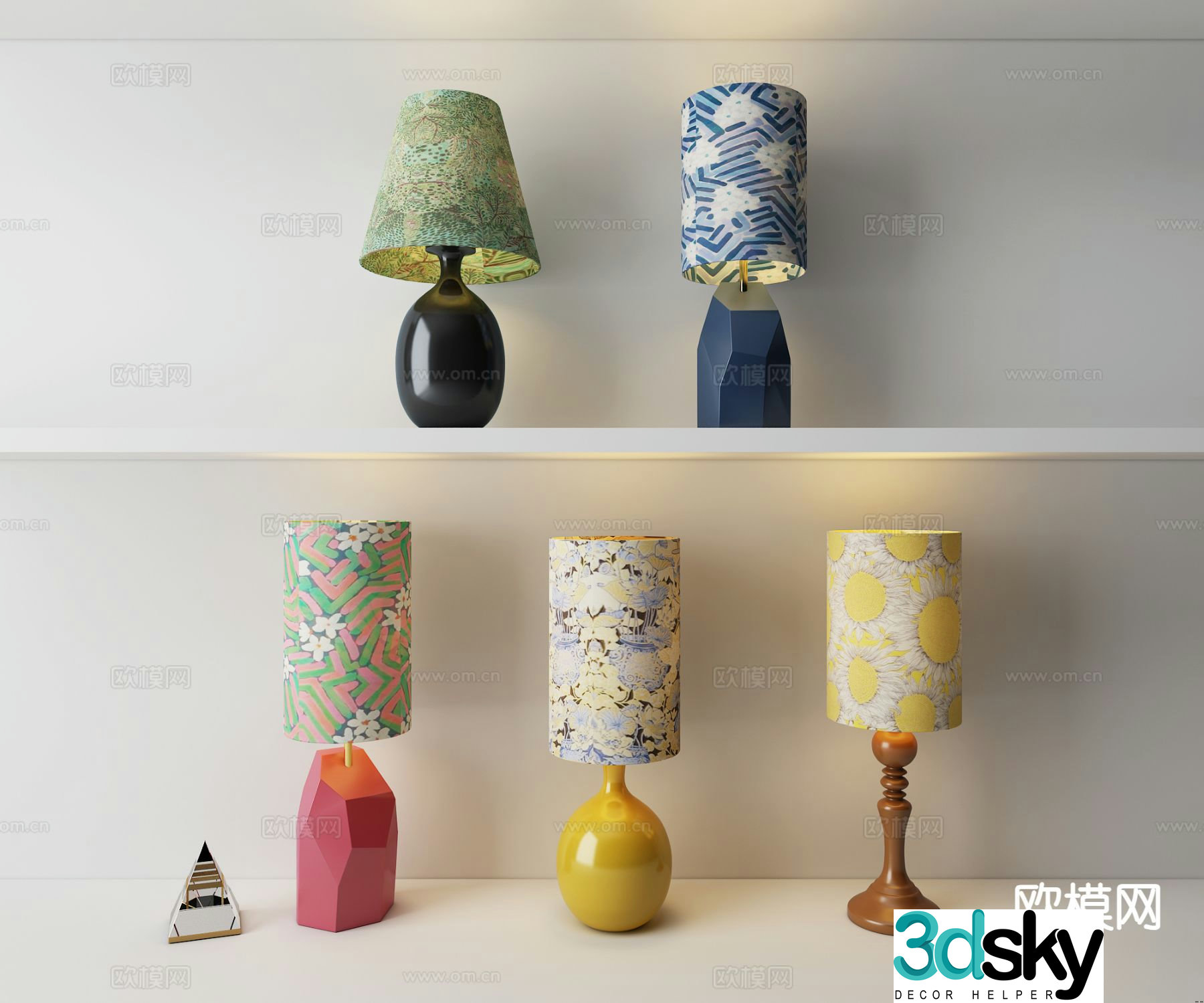 American retro desk lamp 3d model