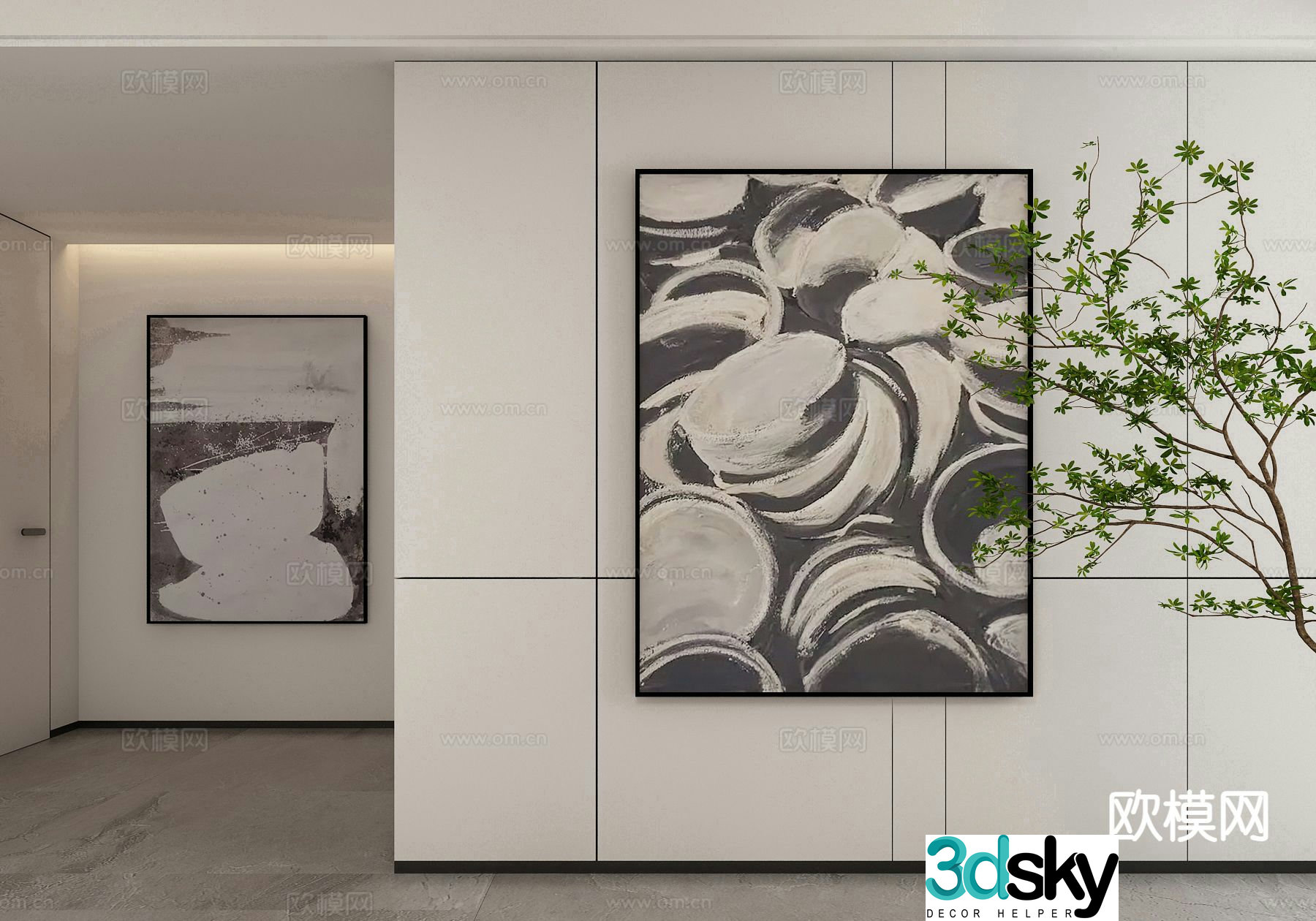 Modern art painting texture painting decorative painting 3d model