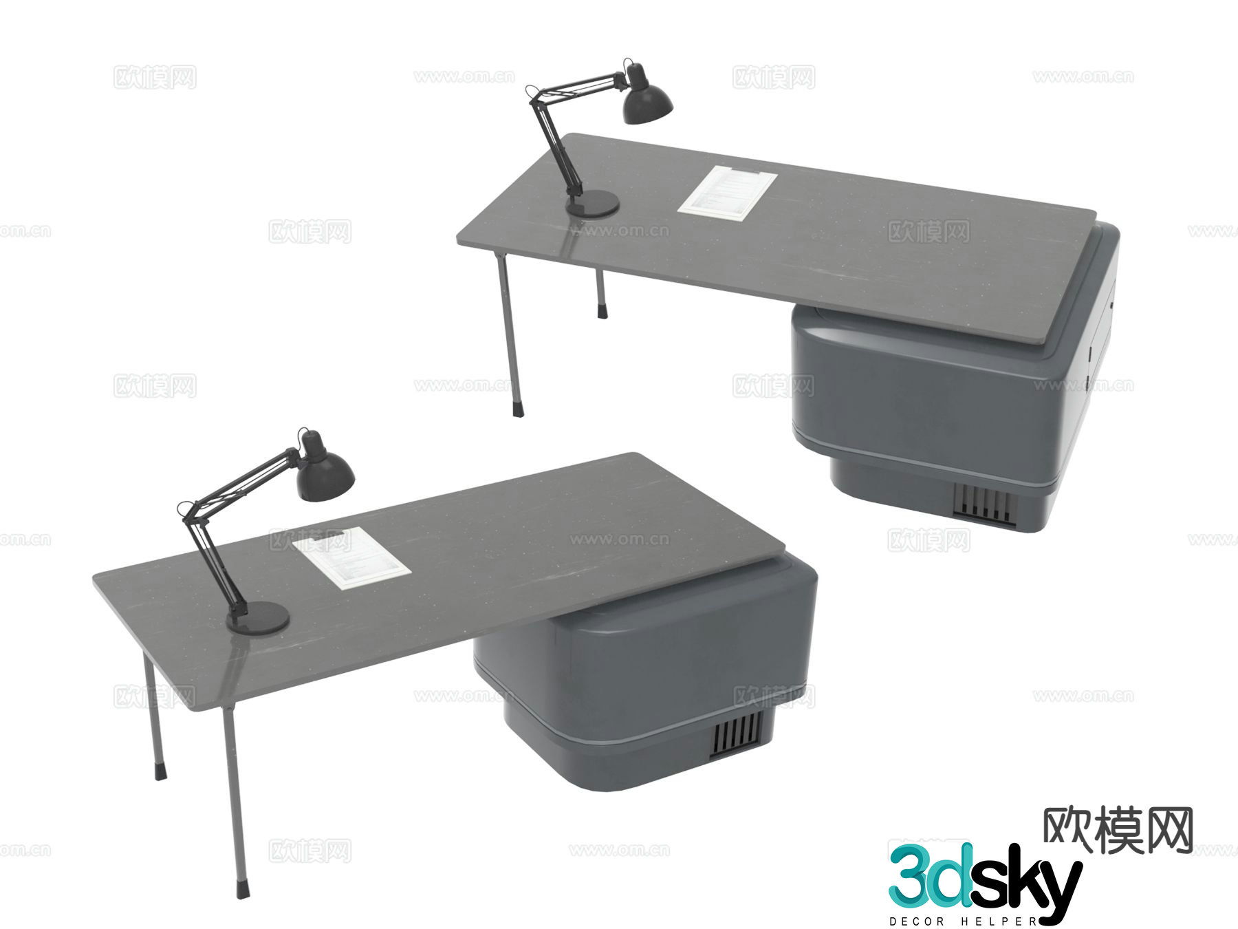 modern desk desk 3d model