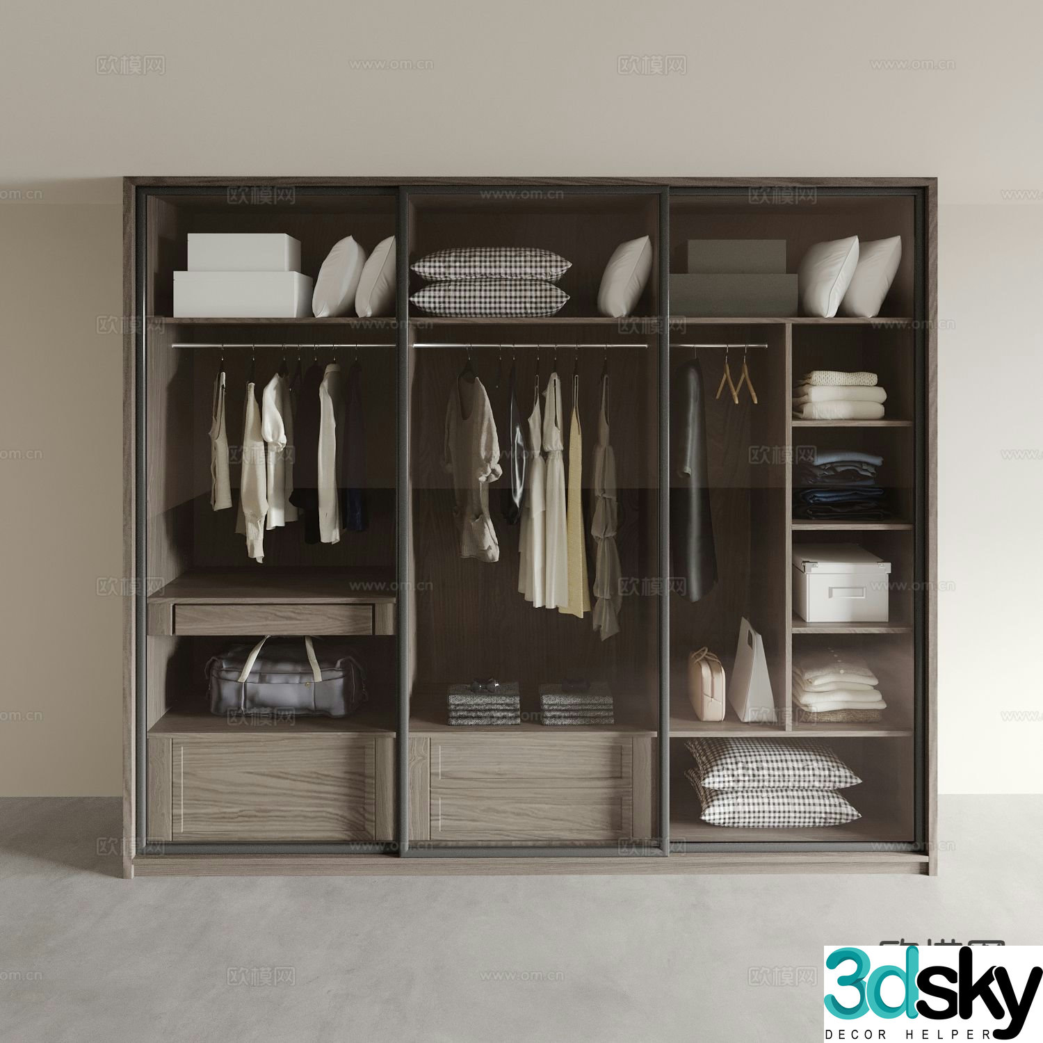 Log style wardrobe glass wardrobe 3d model