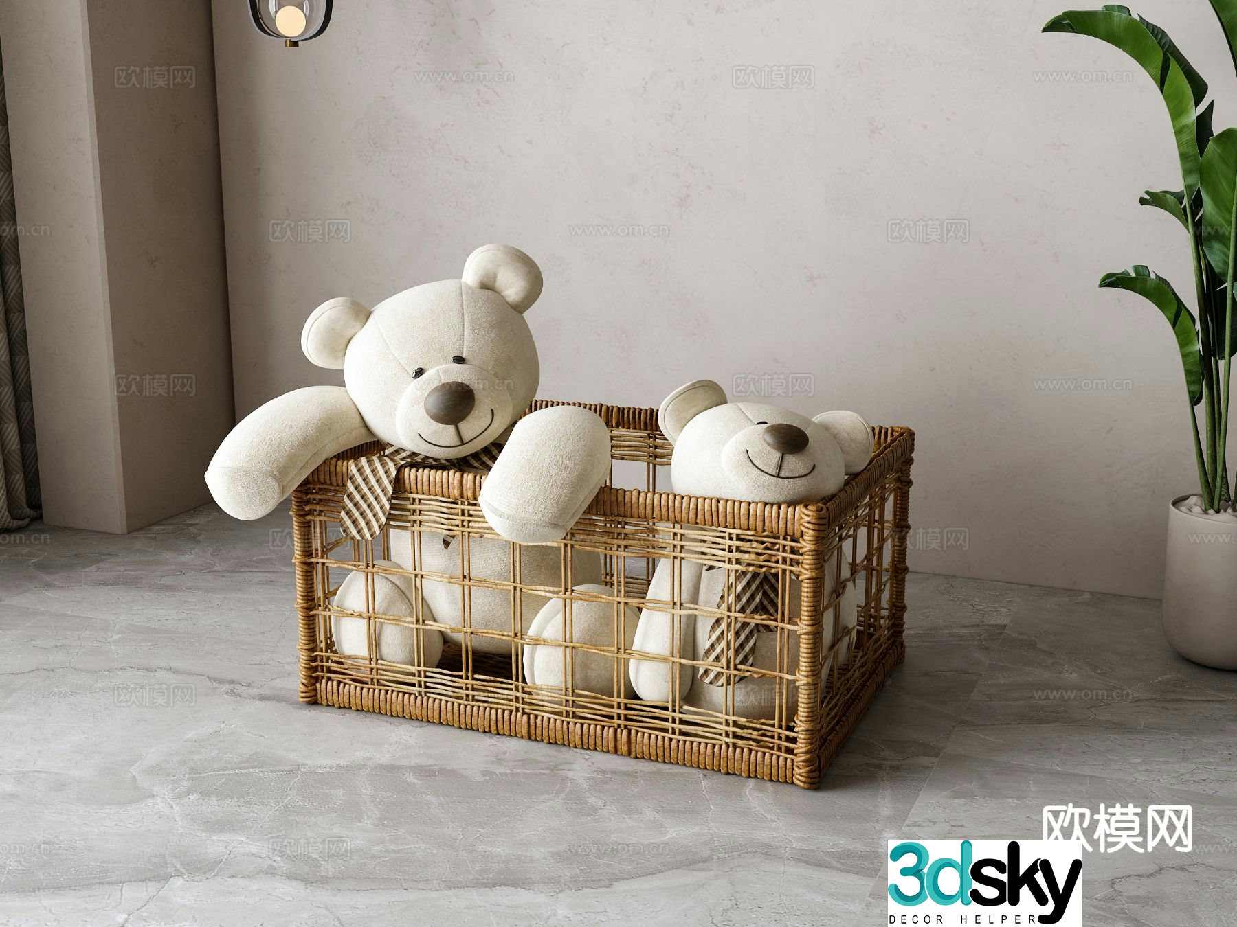 American doll plush doll 3d model