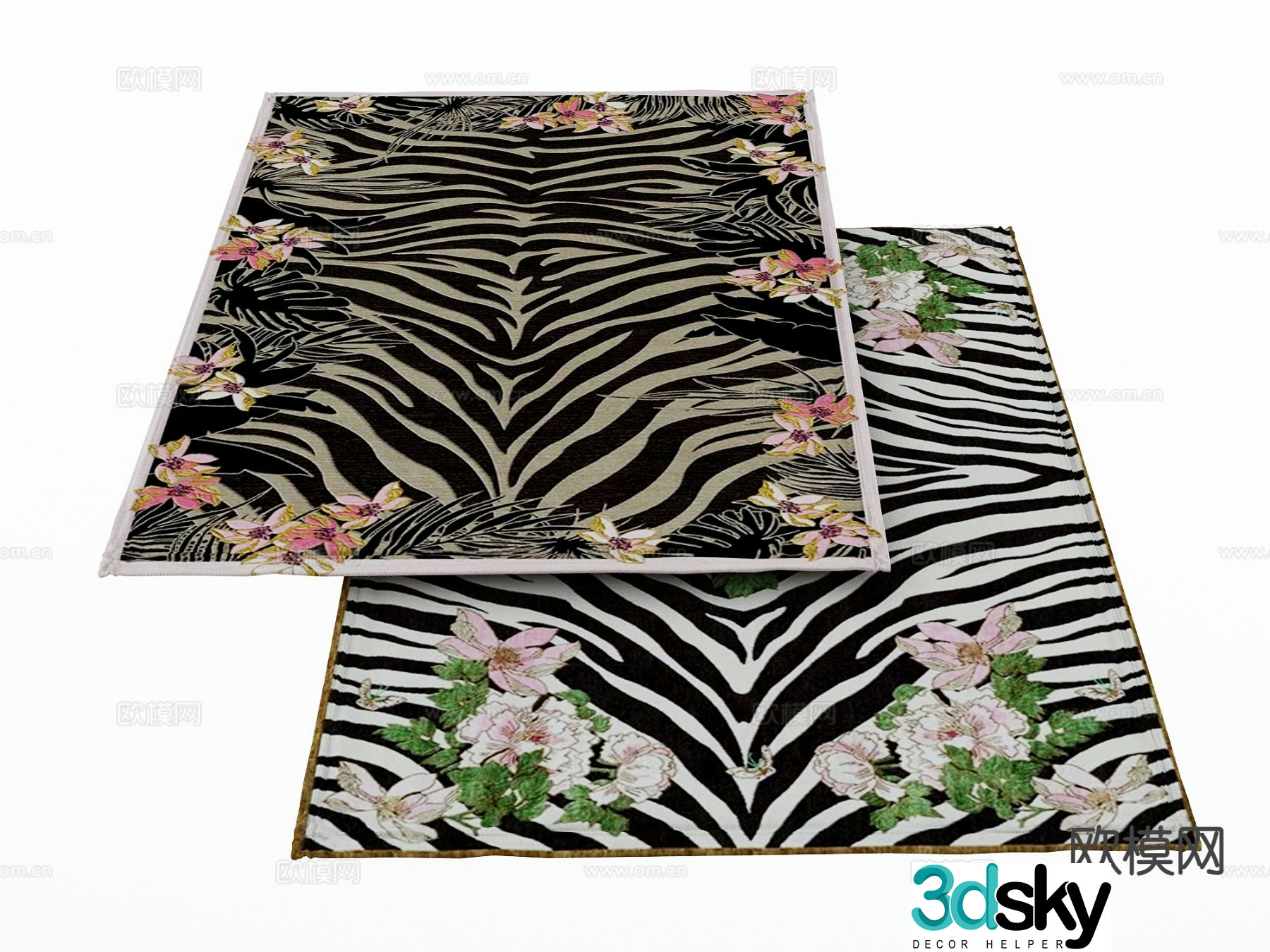 French rug square rug 3d model