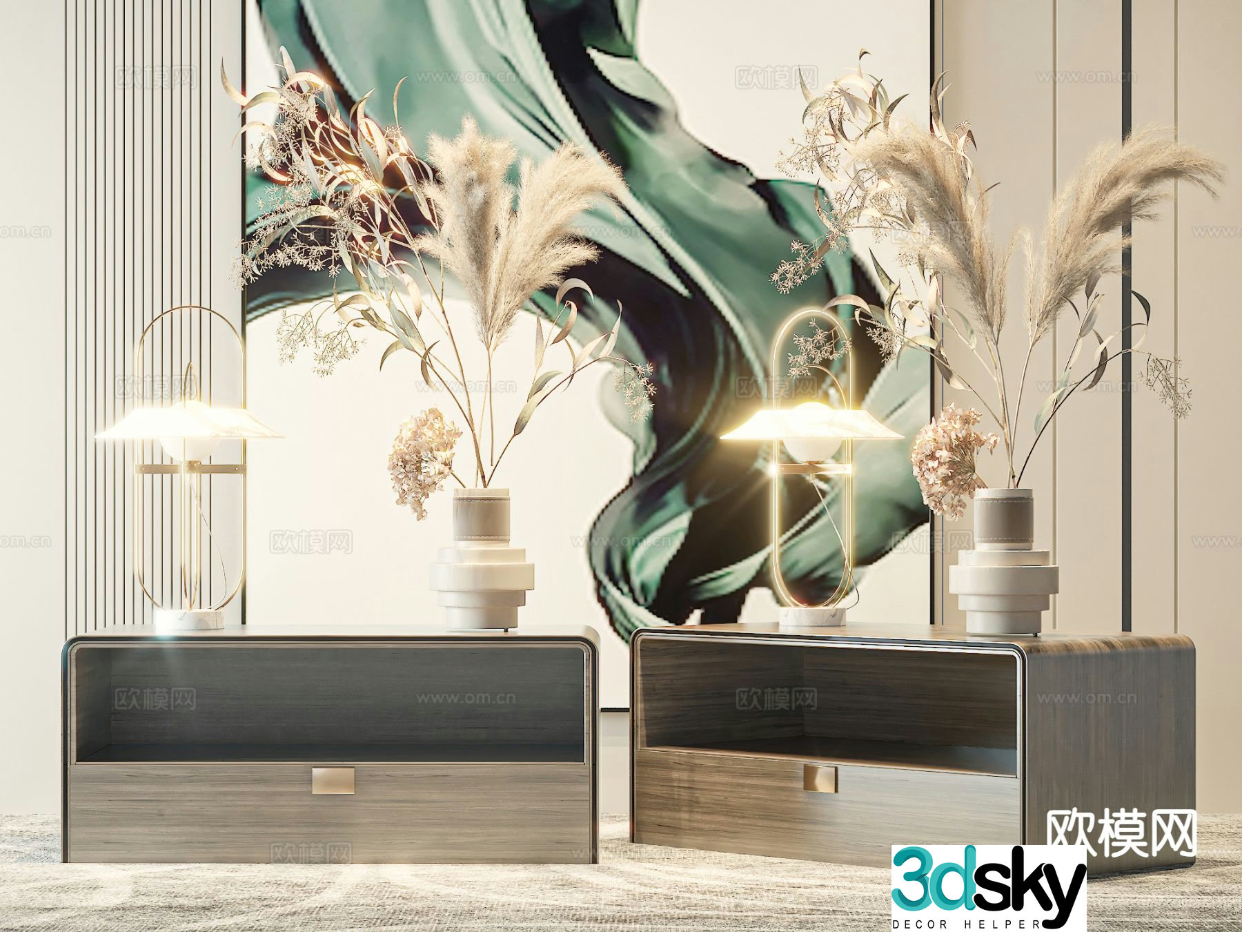 Light luxury bedside table 3D model