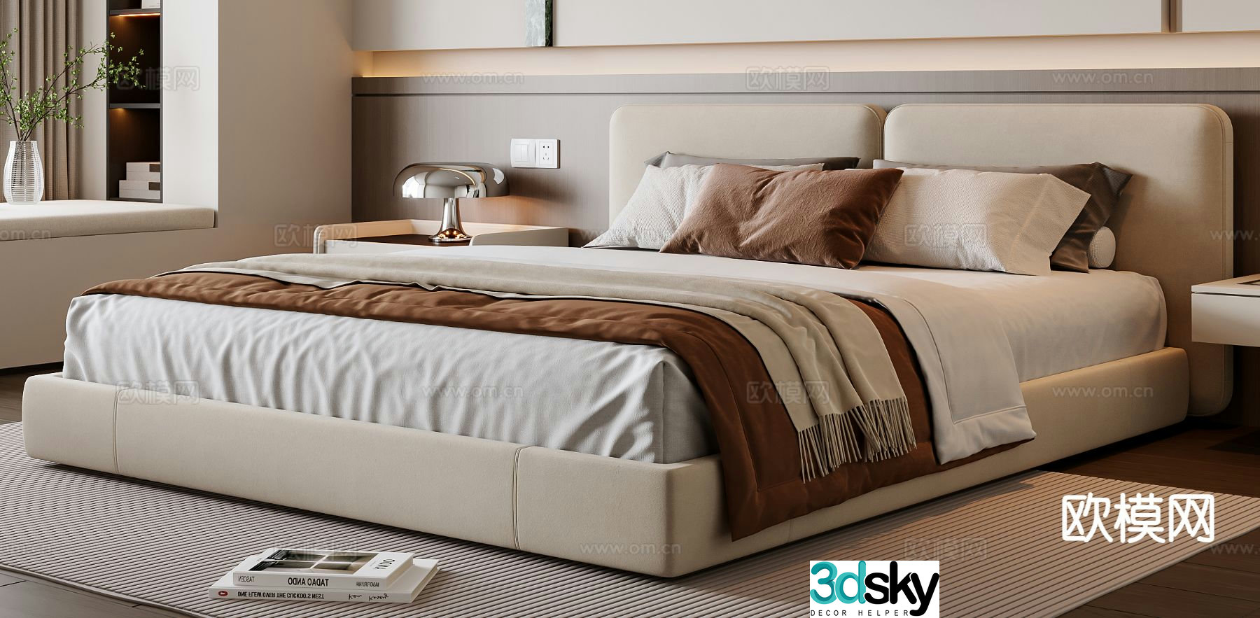 Modern double bed 3d model