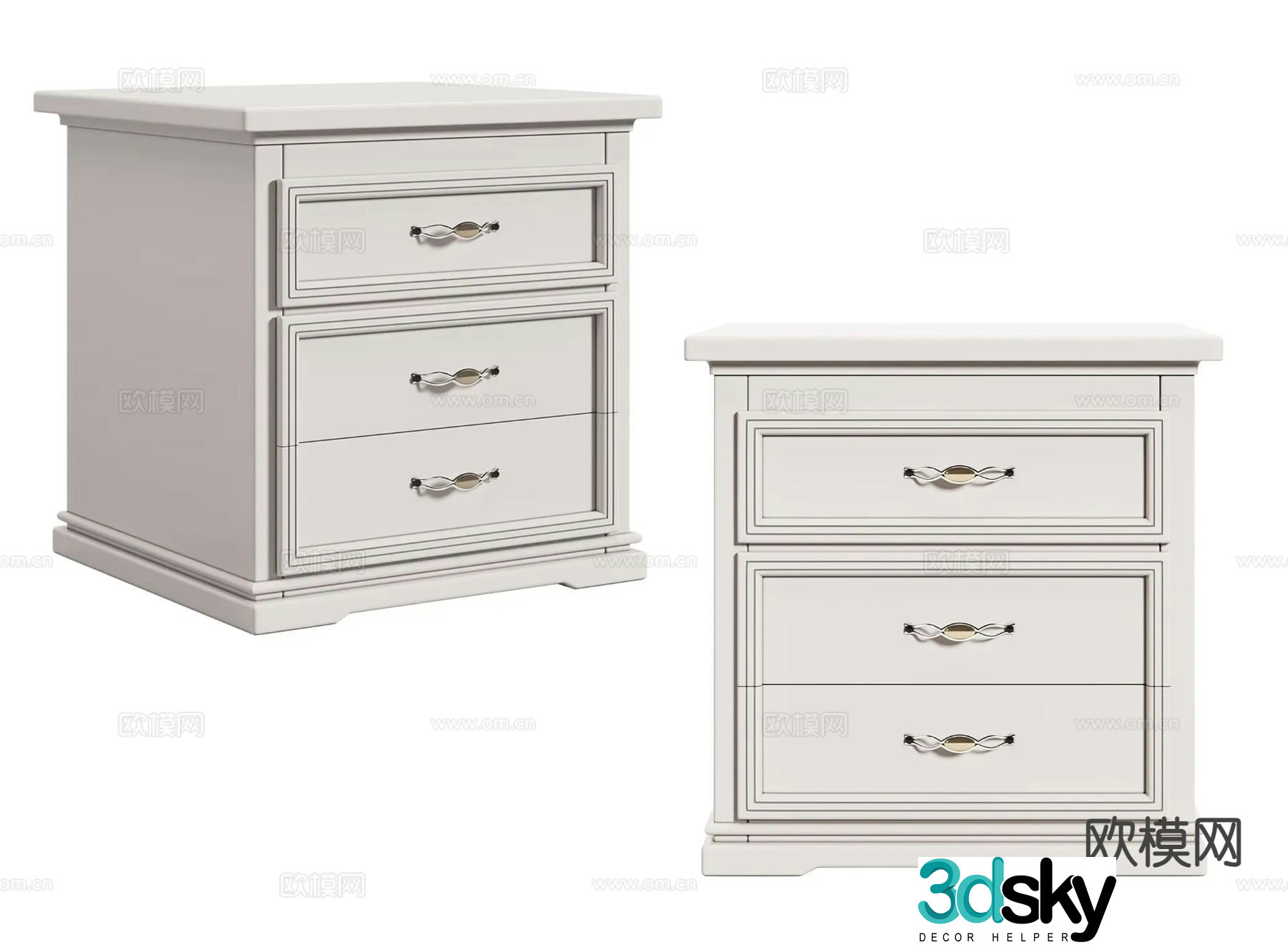 Simple European bedside table 3d model