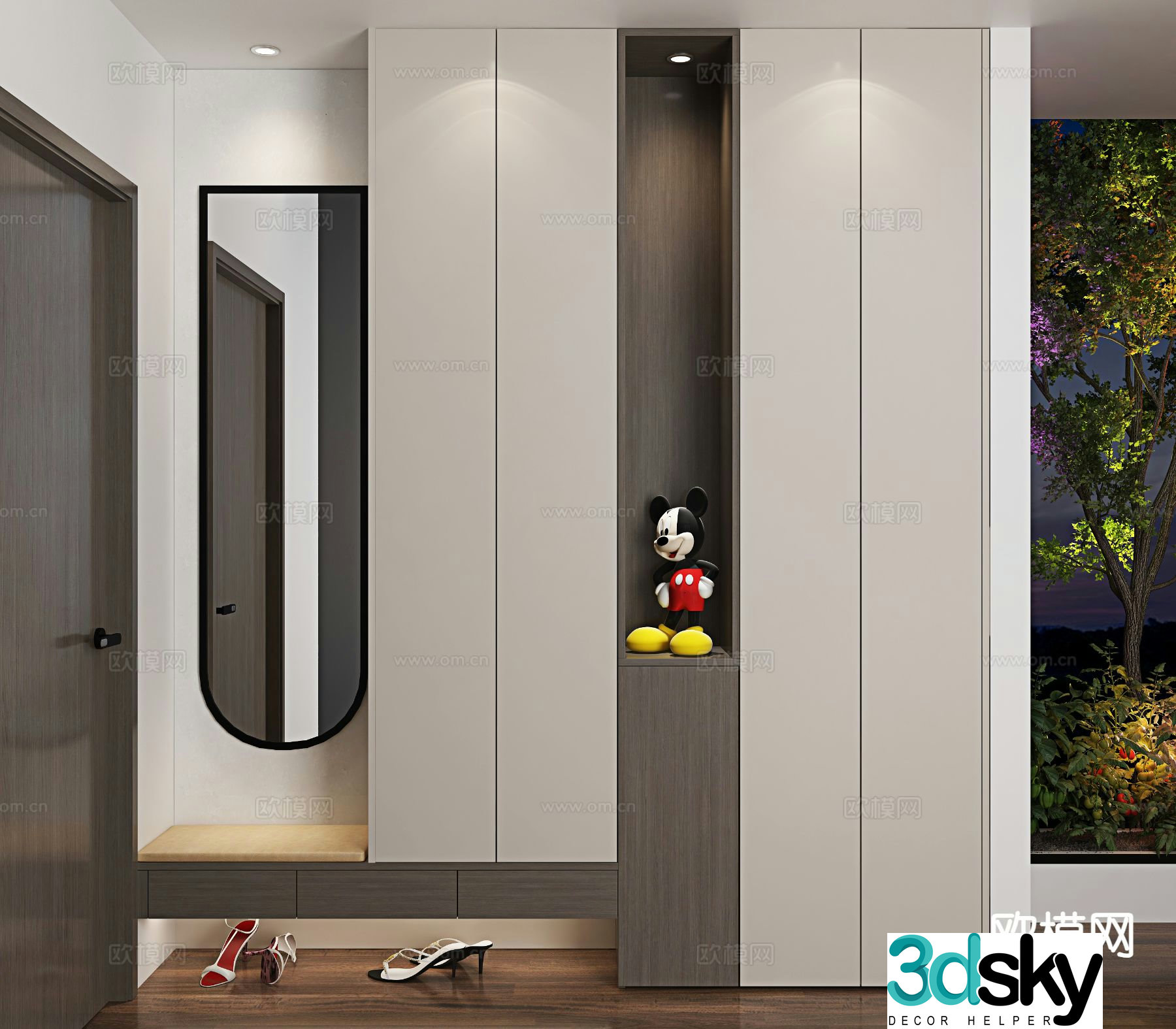 Modern shoe cabinet customized entrance cabinet 3D model