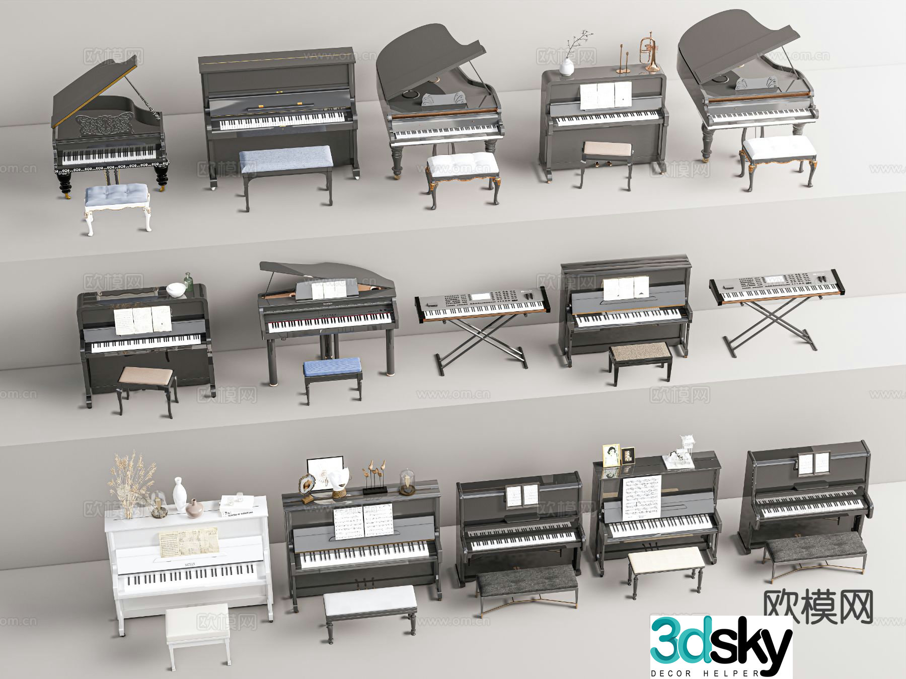 piano electronic keyboard musical instrument grand piano 3d model