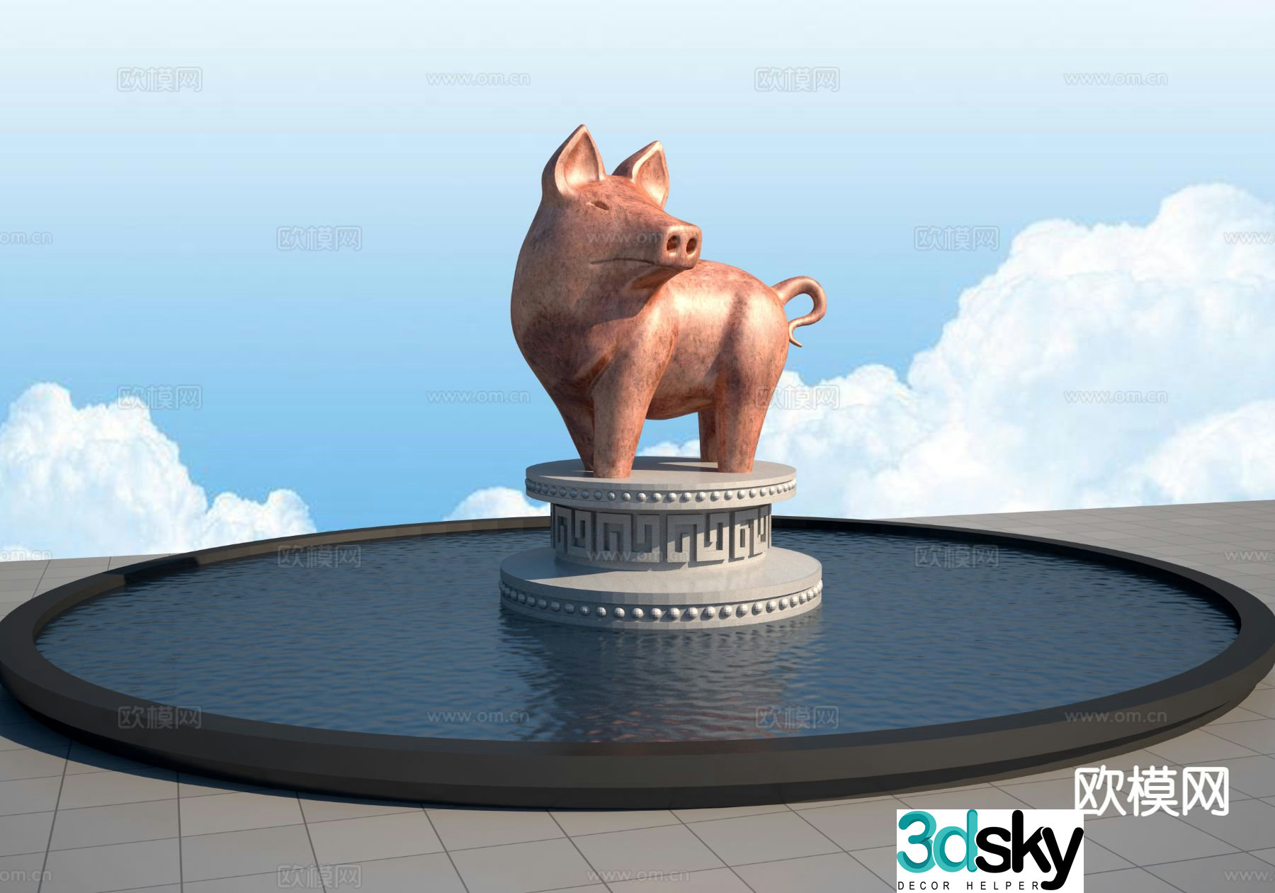 Zodiac sculpture pig sculpture 3d model