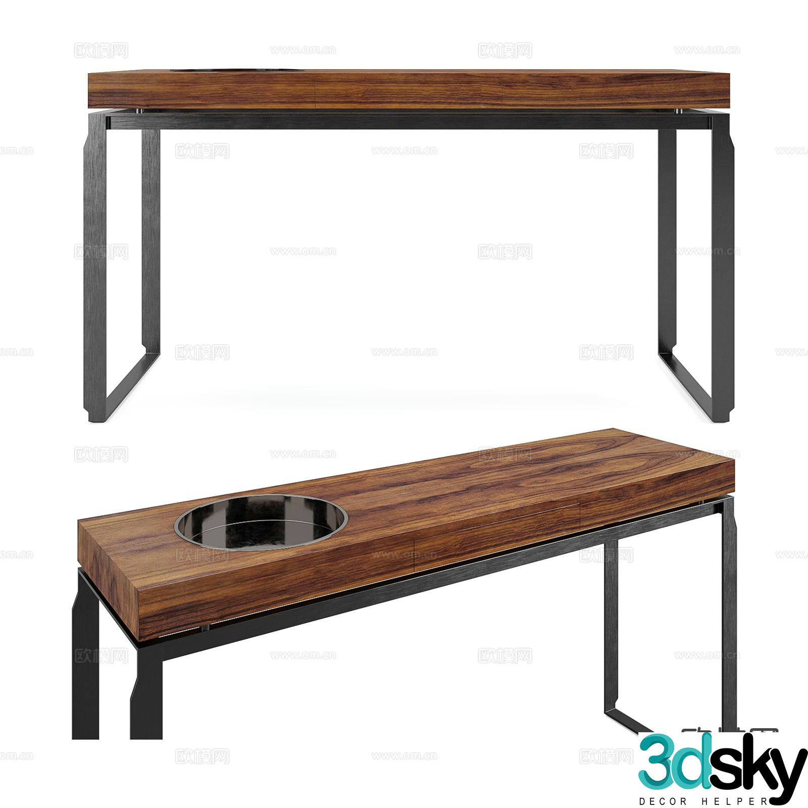 3D model of end view table and entrance table