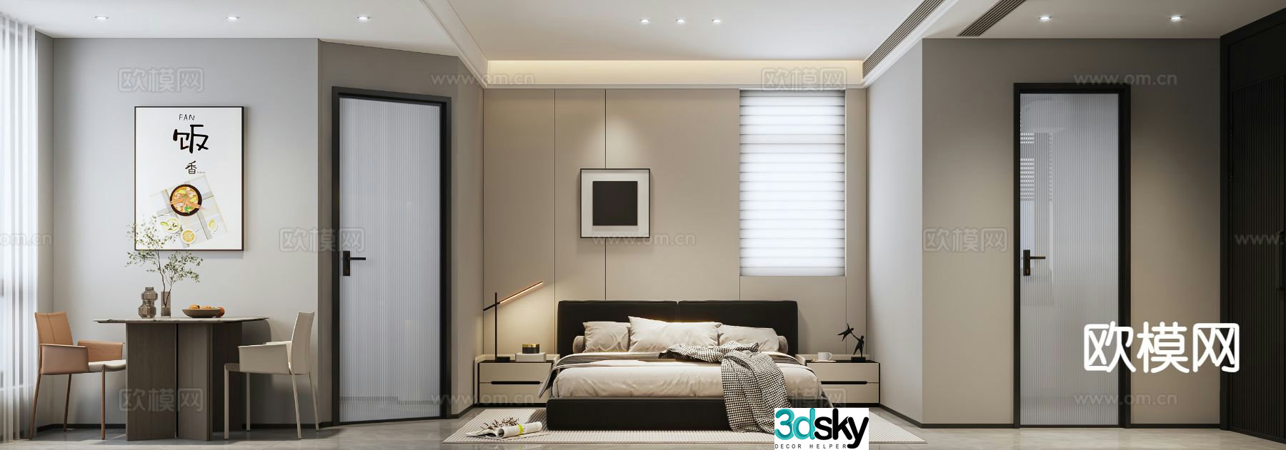 Modern bedroom master bedroom 3d model