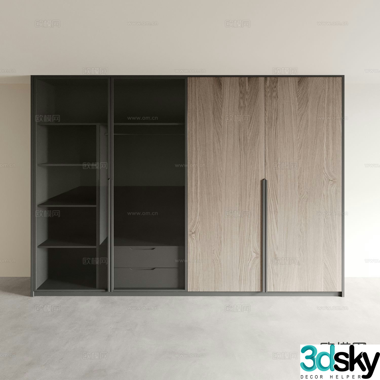 Italian style wardrobe glass wardrobe 3d model