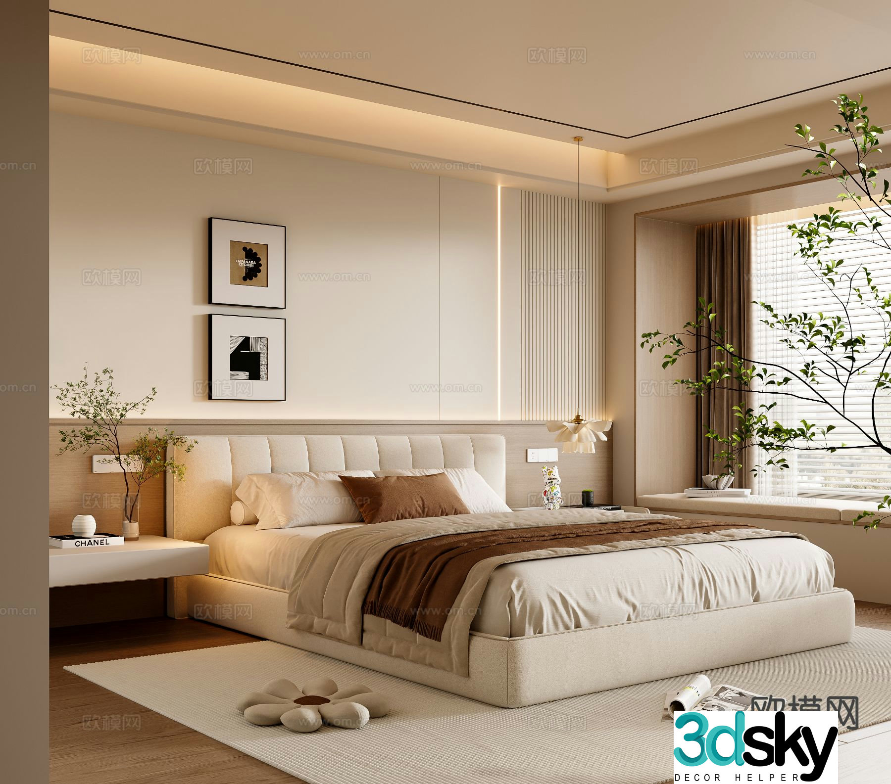 Cream style bedroom master bedroom 3d model