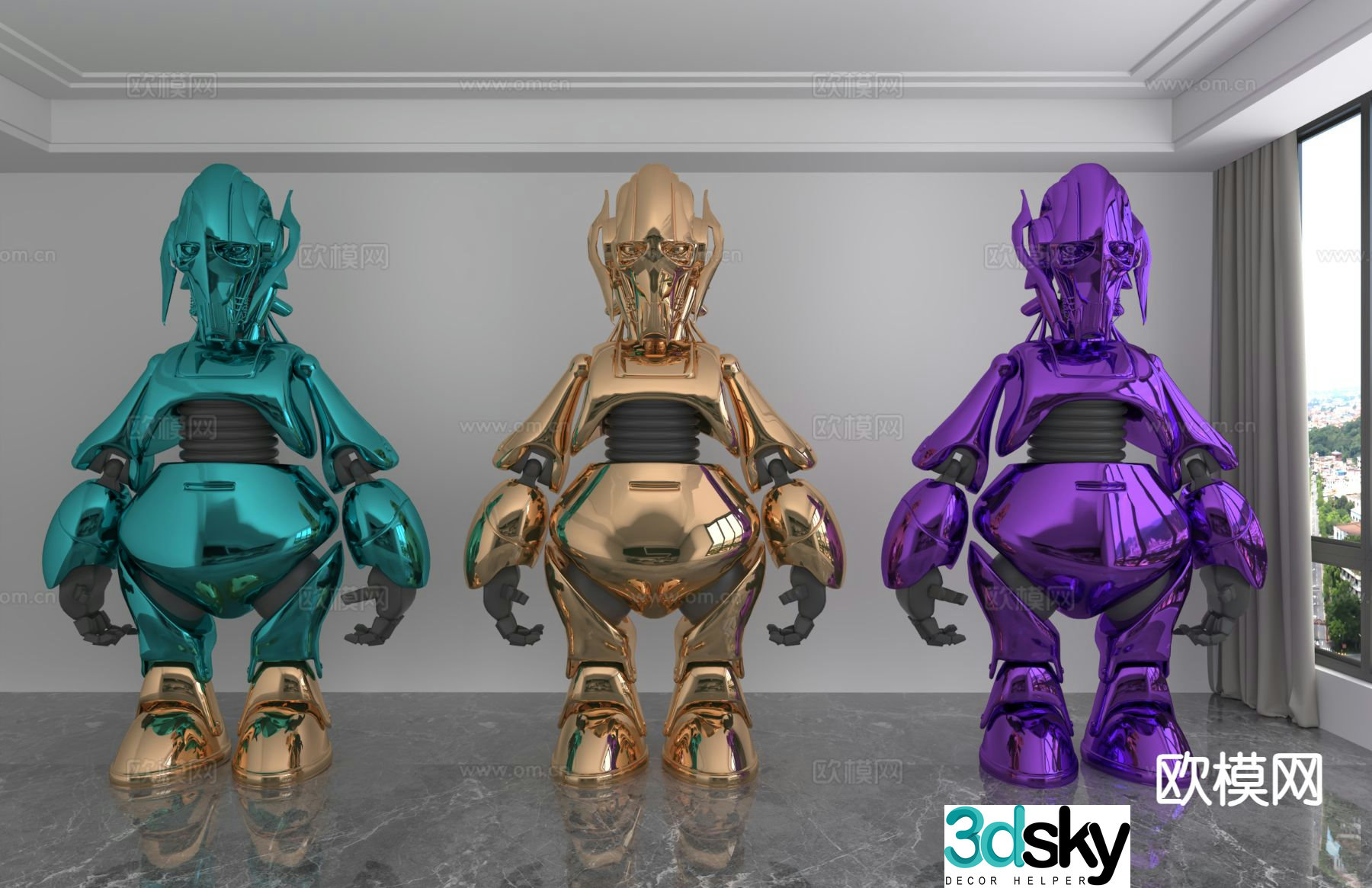Modern color laser doll trendy toy ornament 3D model
