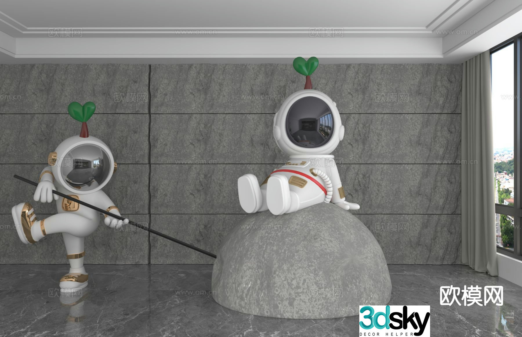 Modern astronaut doll trendy ornaments 3D model