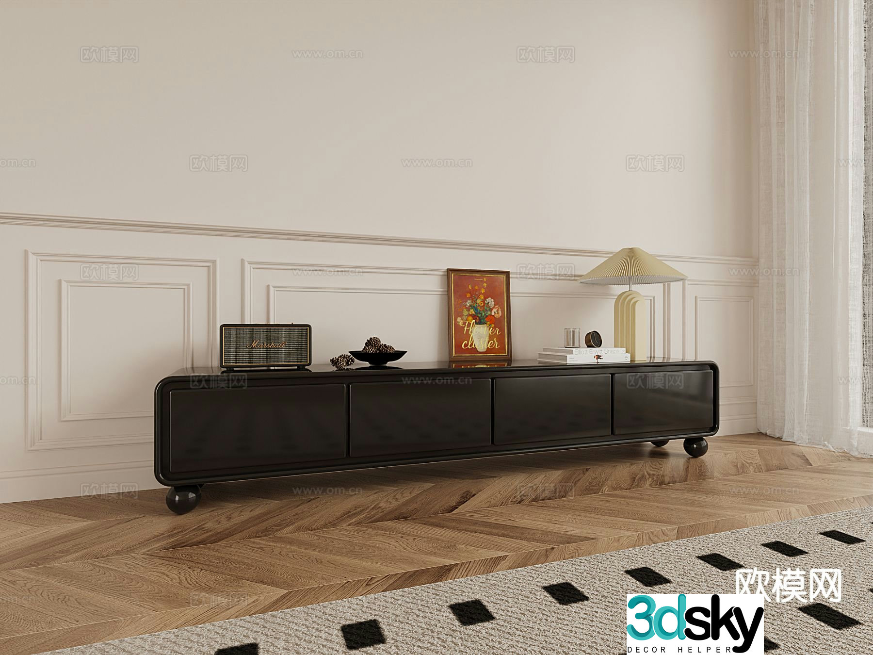 French TV cabinet 3d model